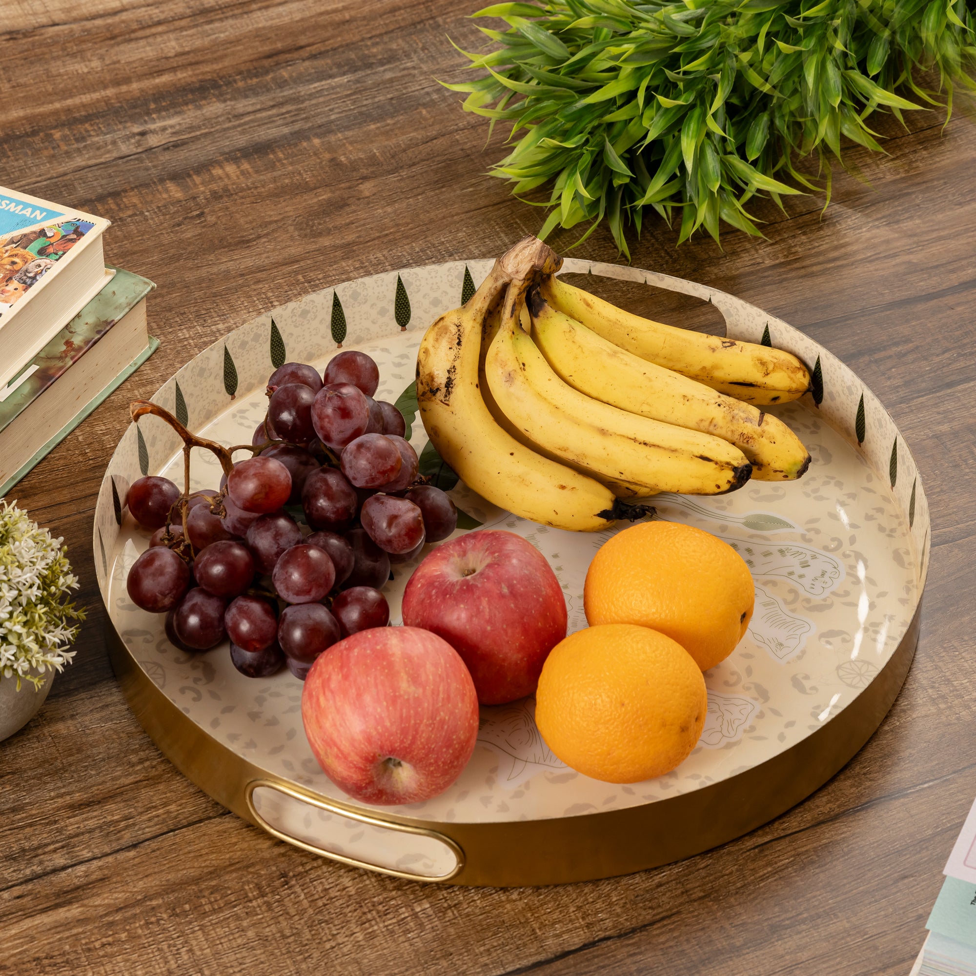 leaf print serving trays