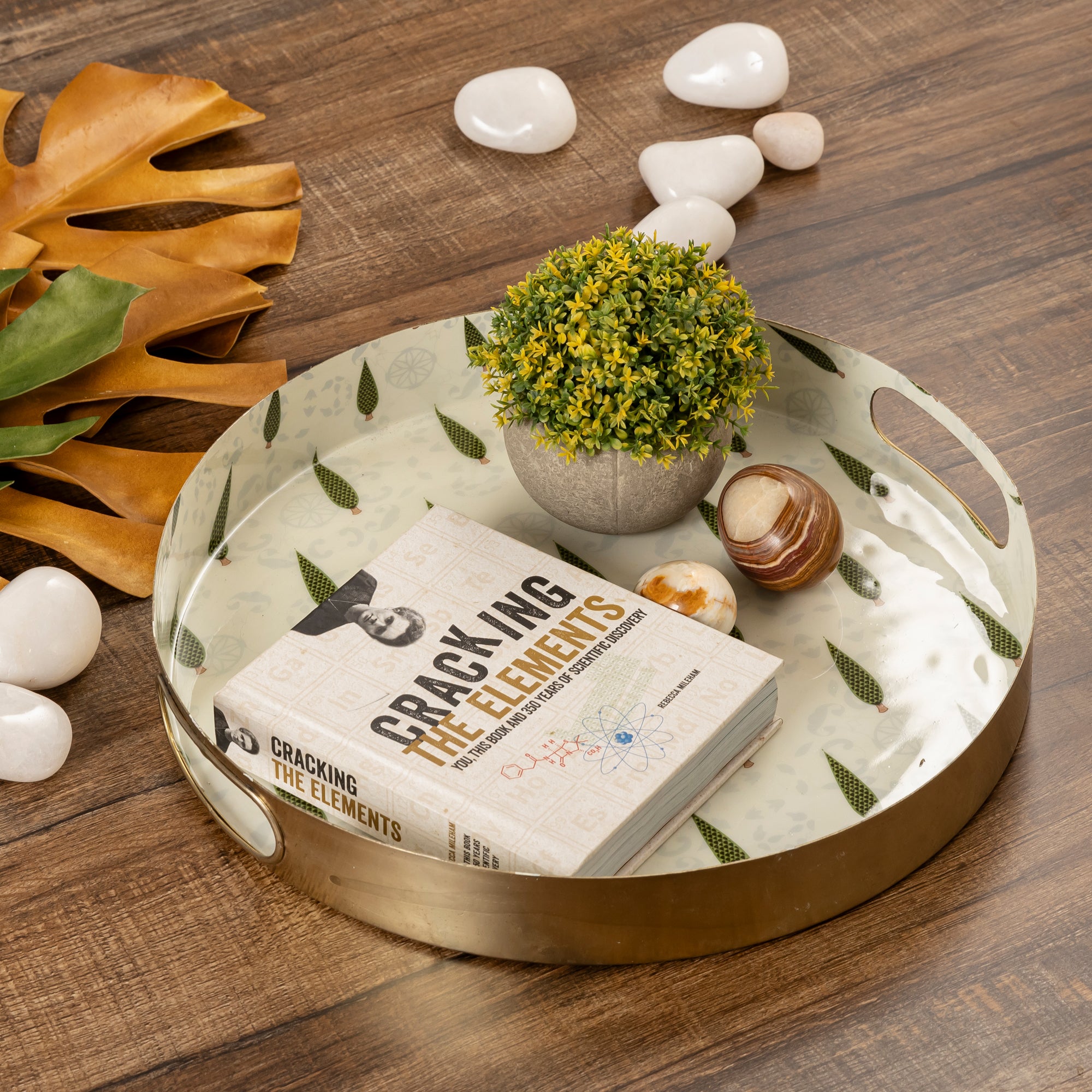 leaf print serving trays
