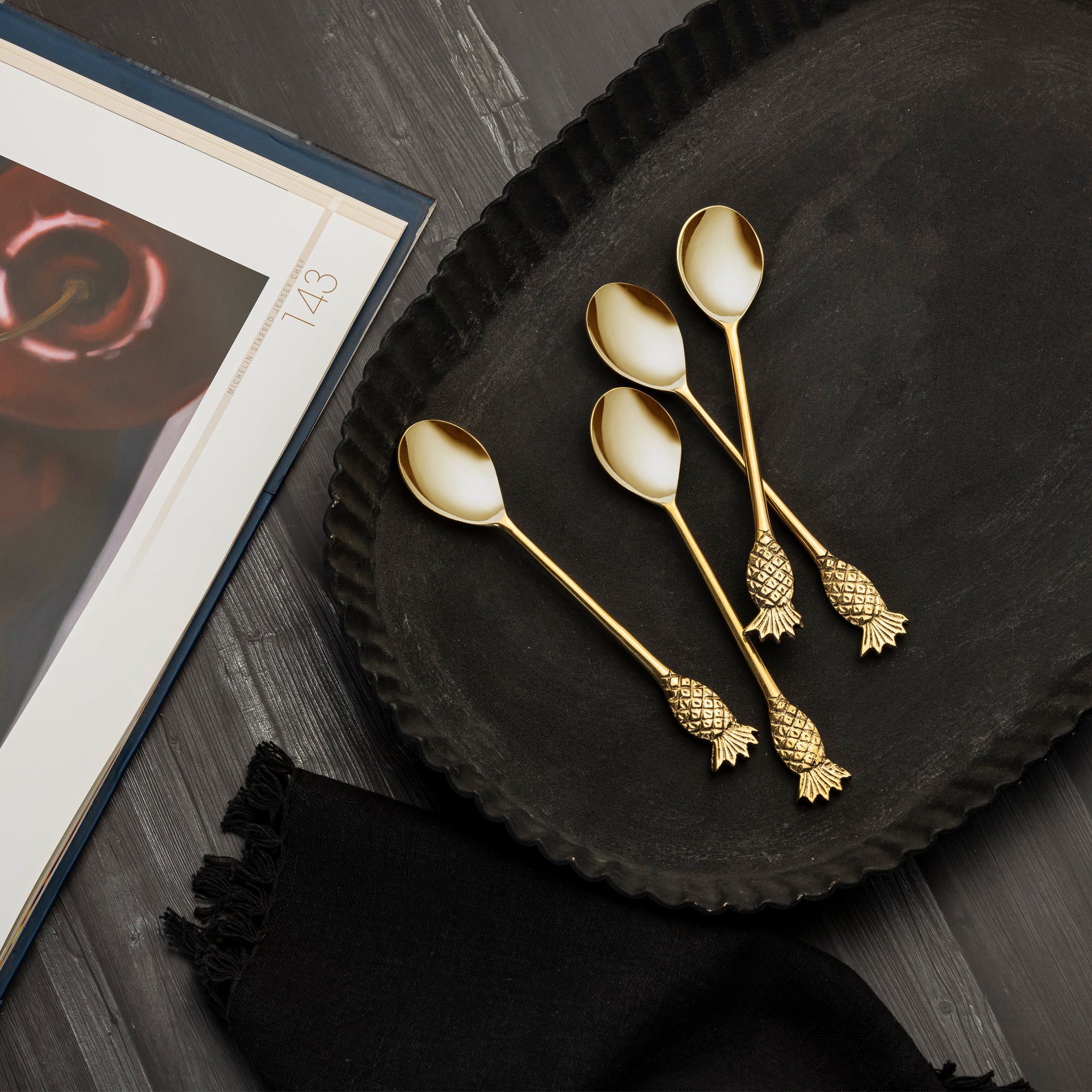 Pine apple Gold Dessert Spoon Set Of 4