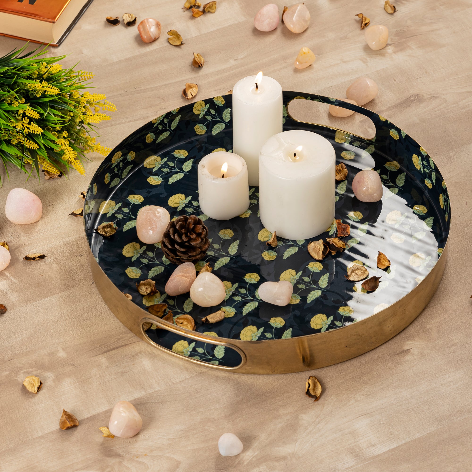 floral print serving trays