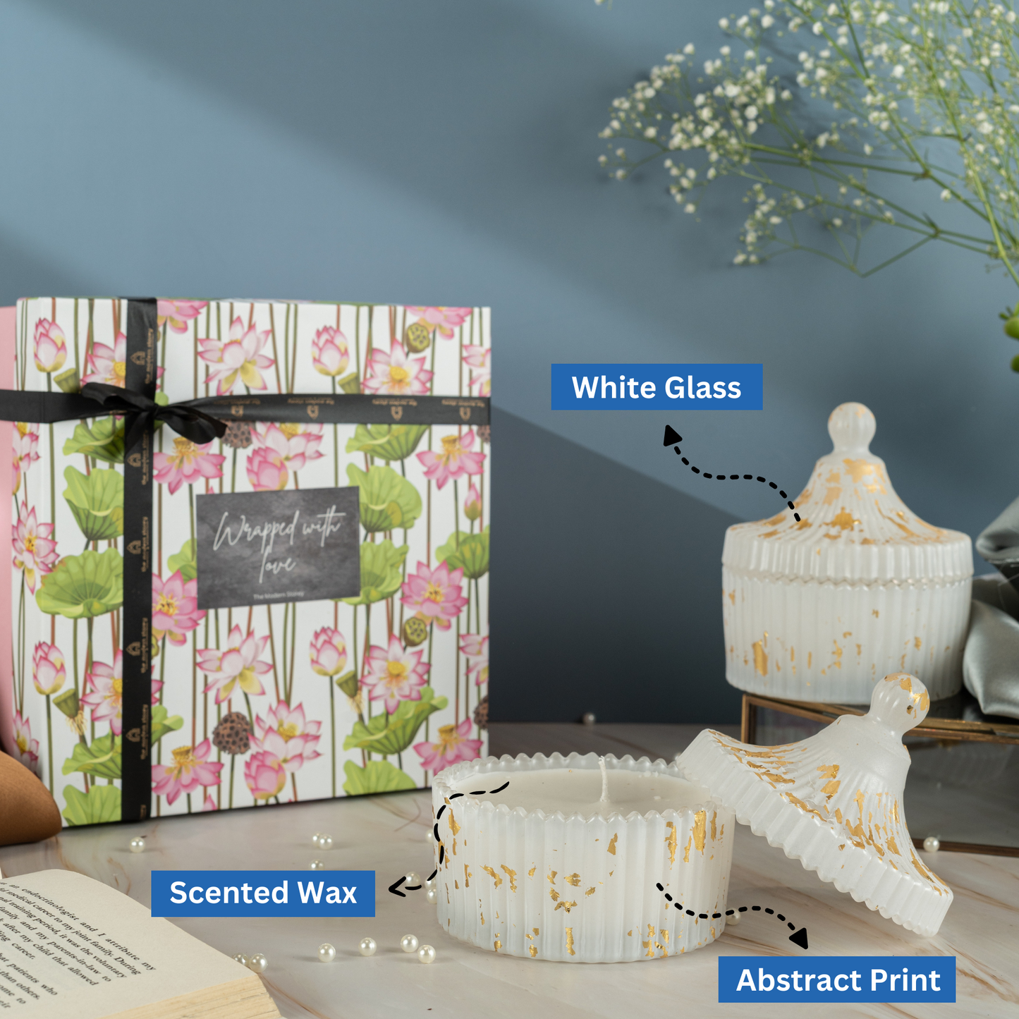 White Glass Abstract Pattern Candle