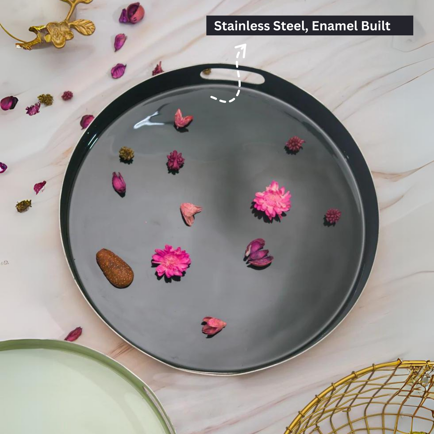 Bottle Green Stainless Steel Tray