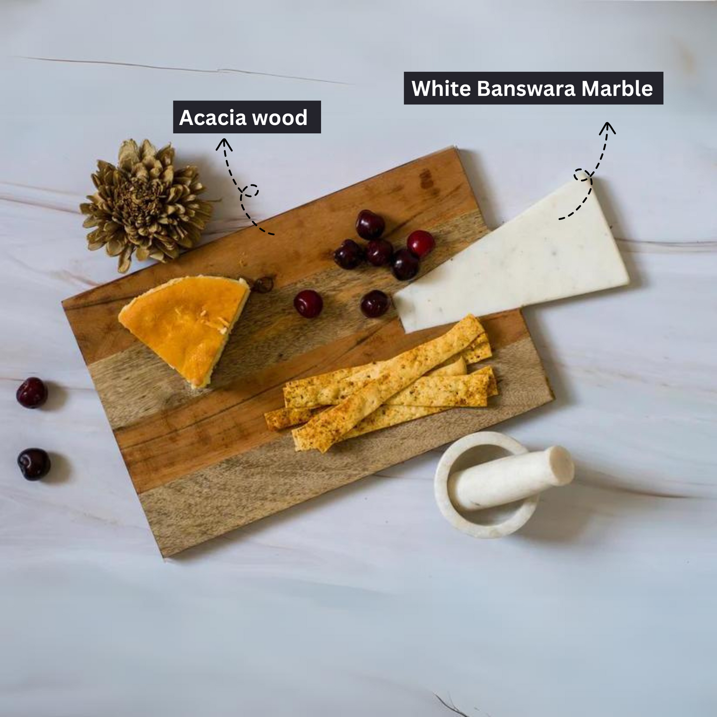 Brown Marble & Wood Cheese Platter