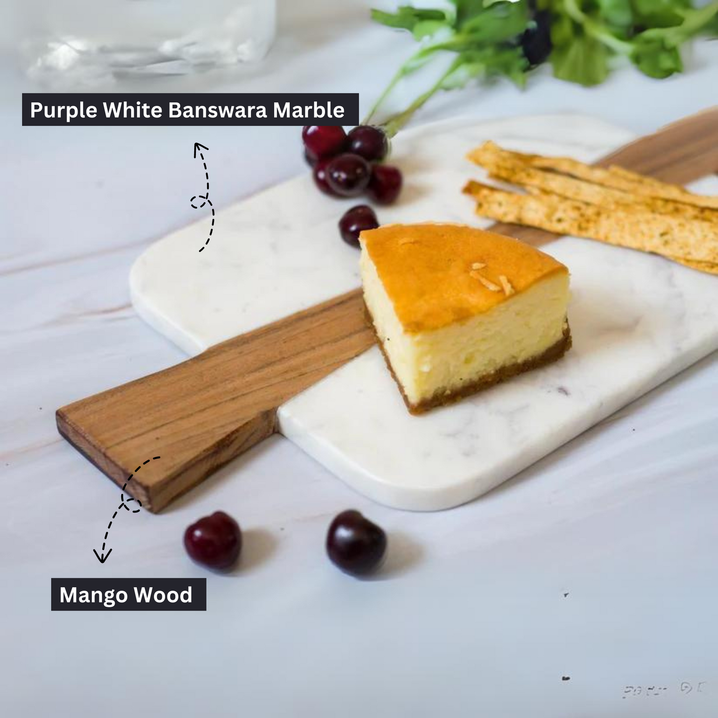 White Marble & Wood Platter