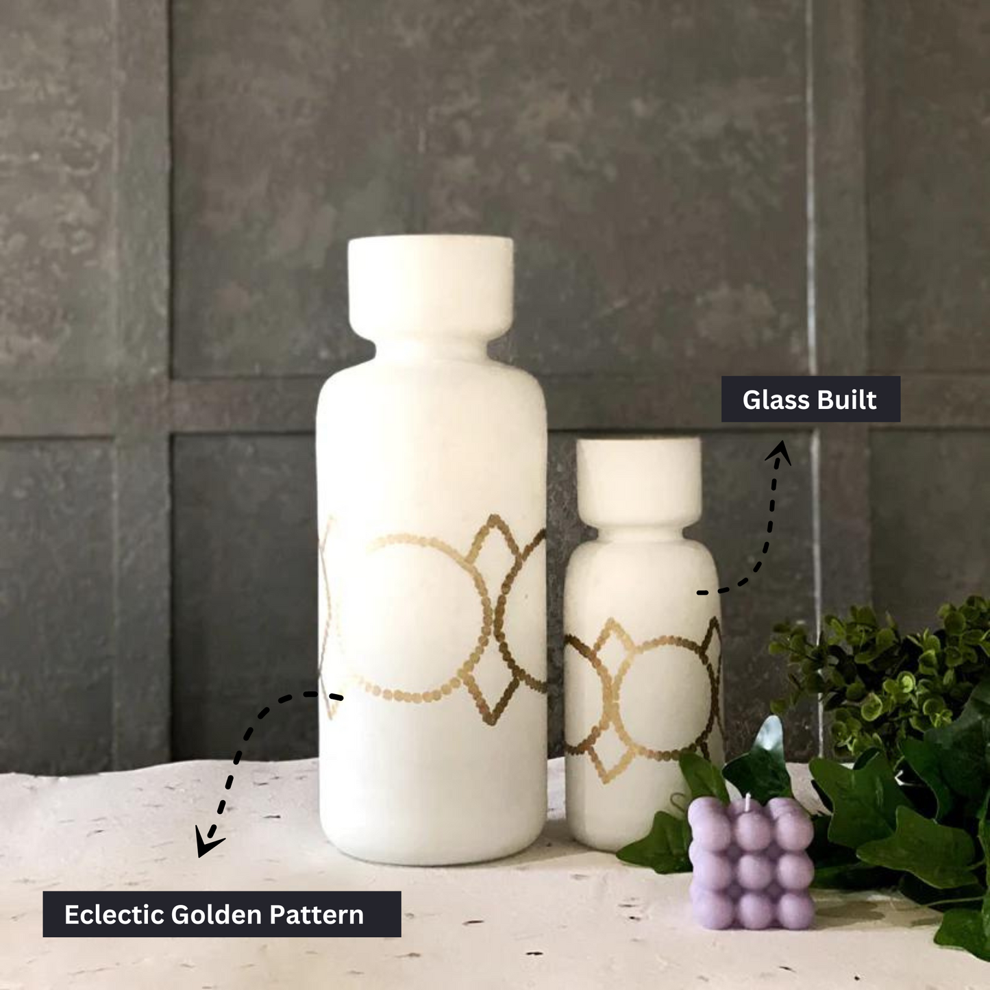 White & Gold Glass Vase (Set of 2)