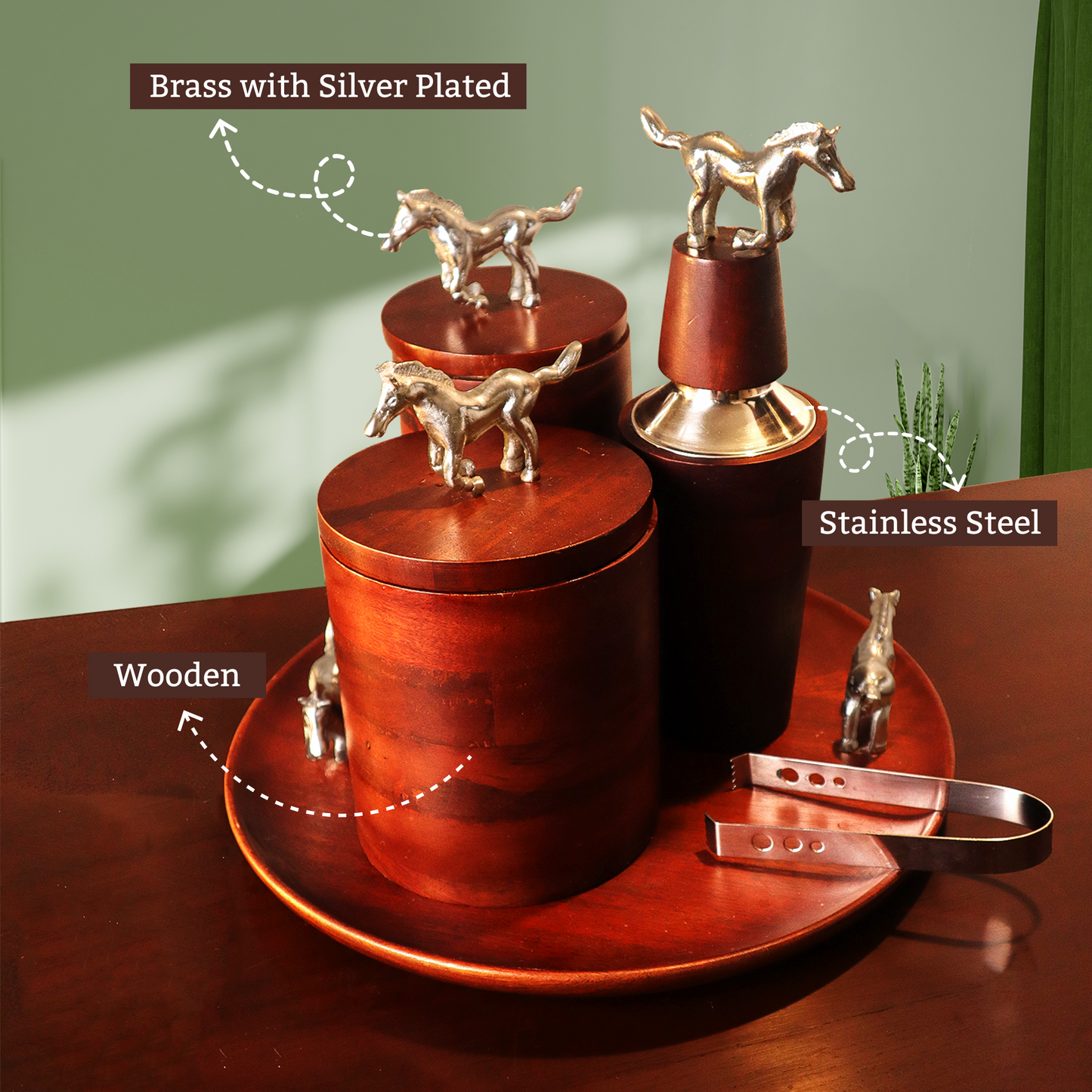 Brown Wood Solid Bar Set