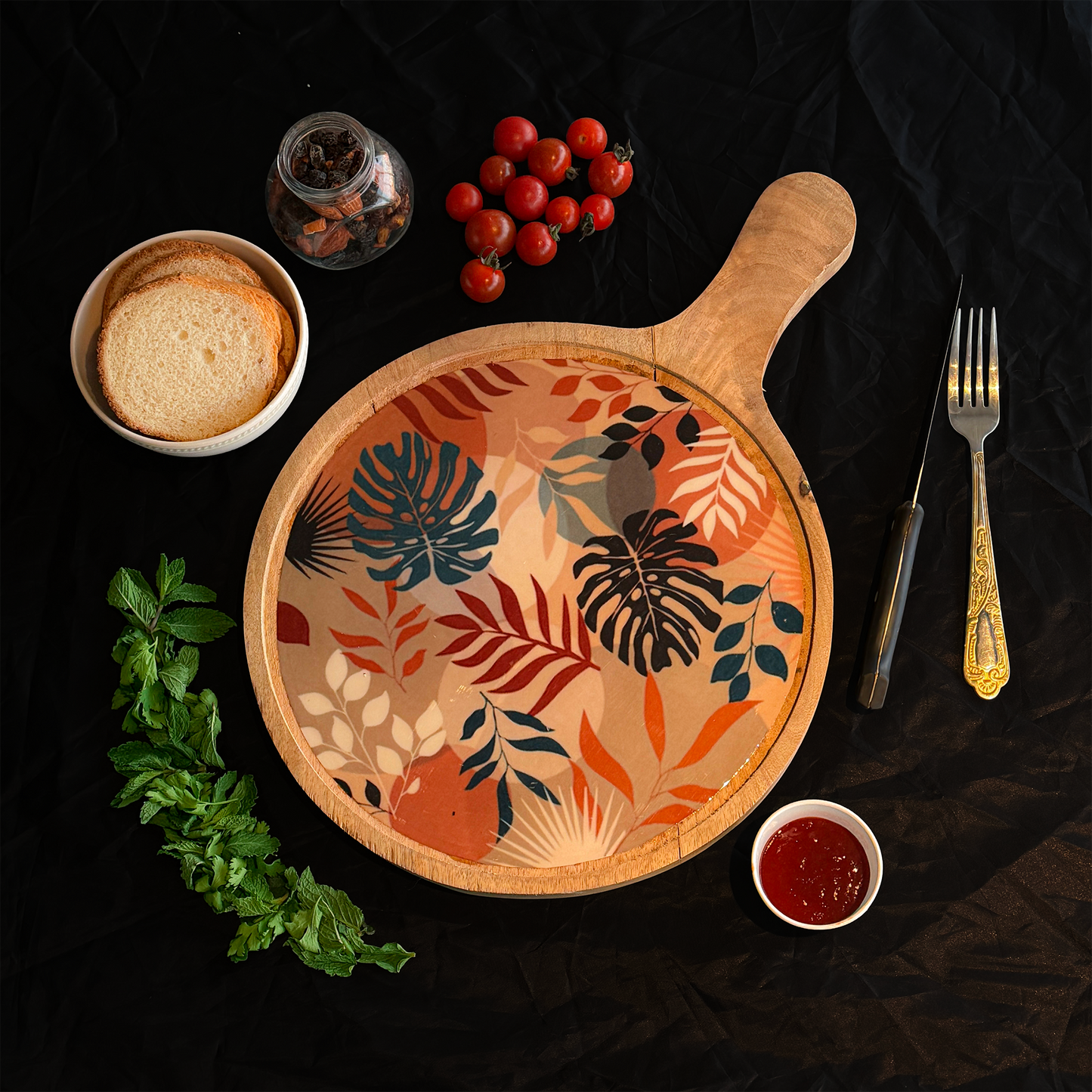 Tropical Leaf Print Pizza Platter