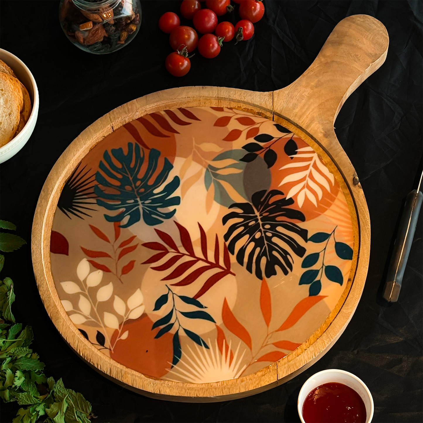 Tropical Leaf Print Pizza Platter