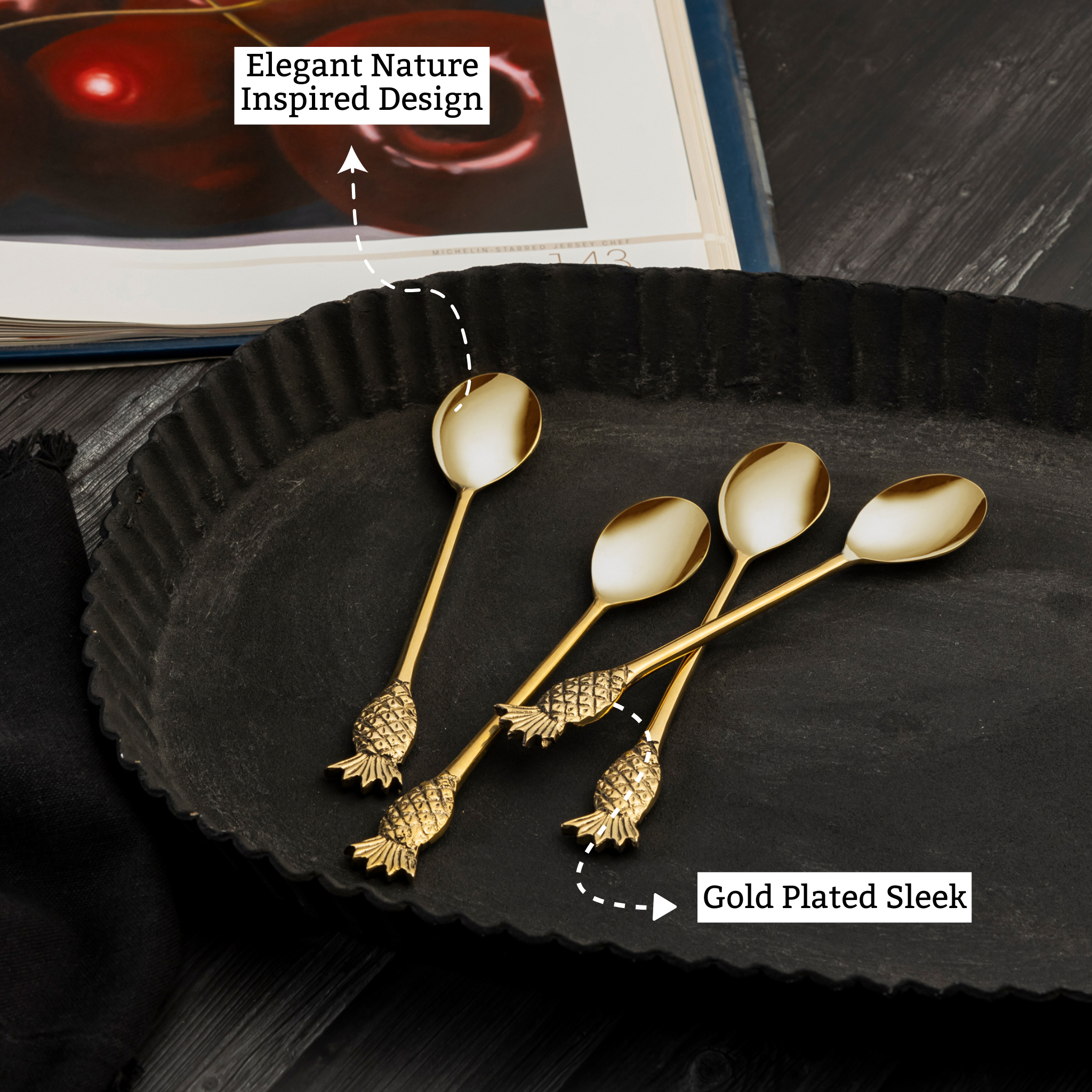Pine apple Gold Dessert Spoon Set Of 4