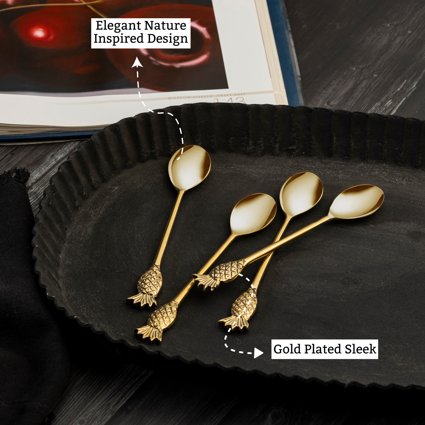 Pine apple Gold Dessert Spoon Set Of 4