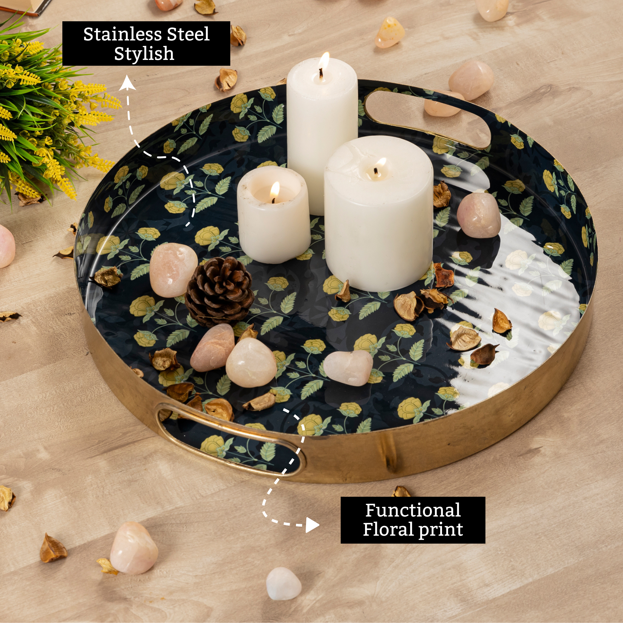 floral print serving trays