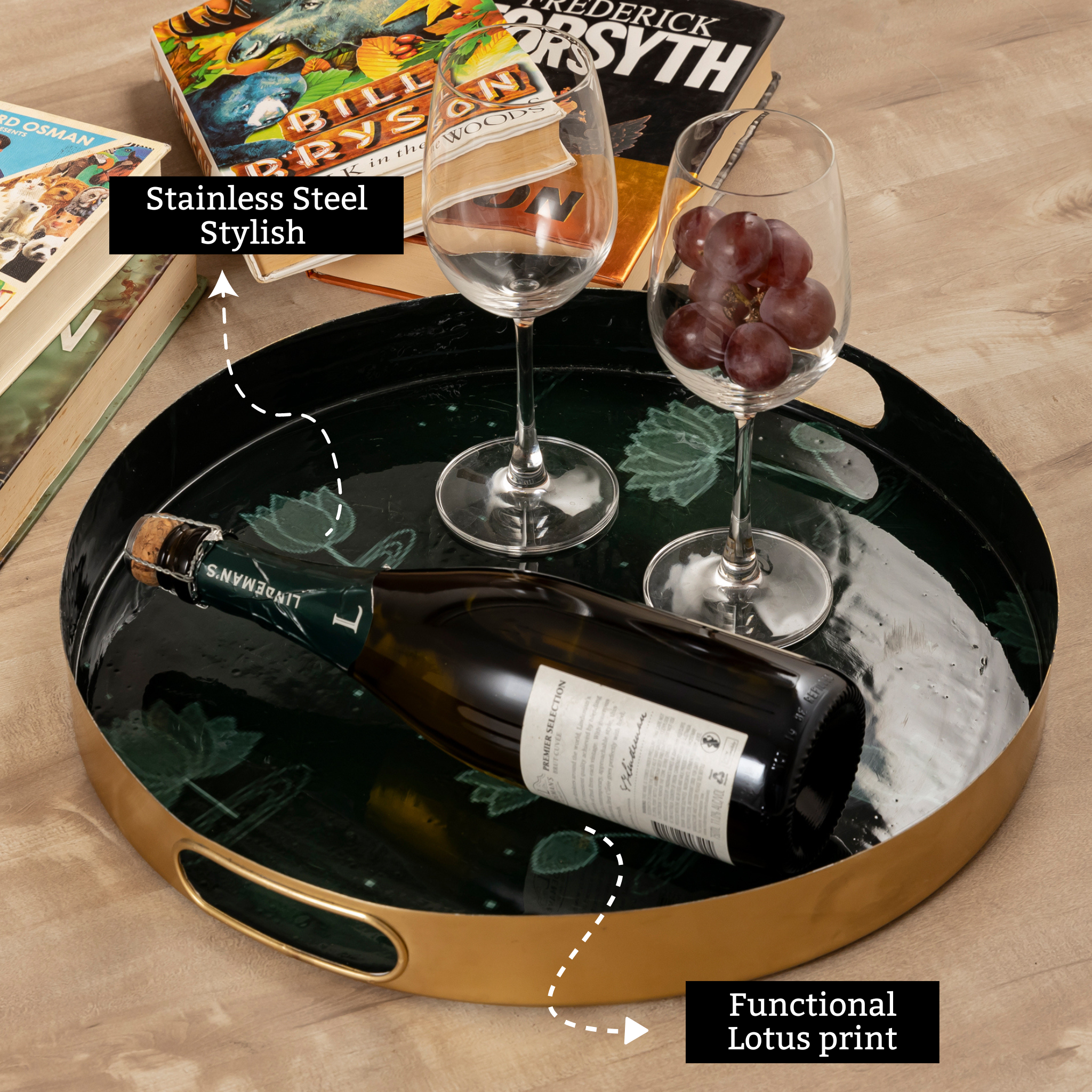 lotus print serving trays