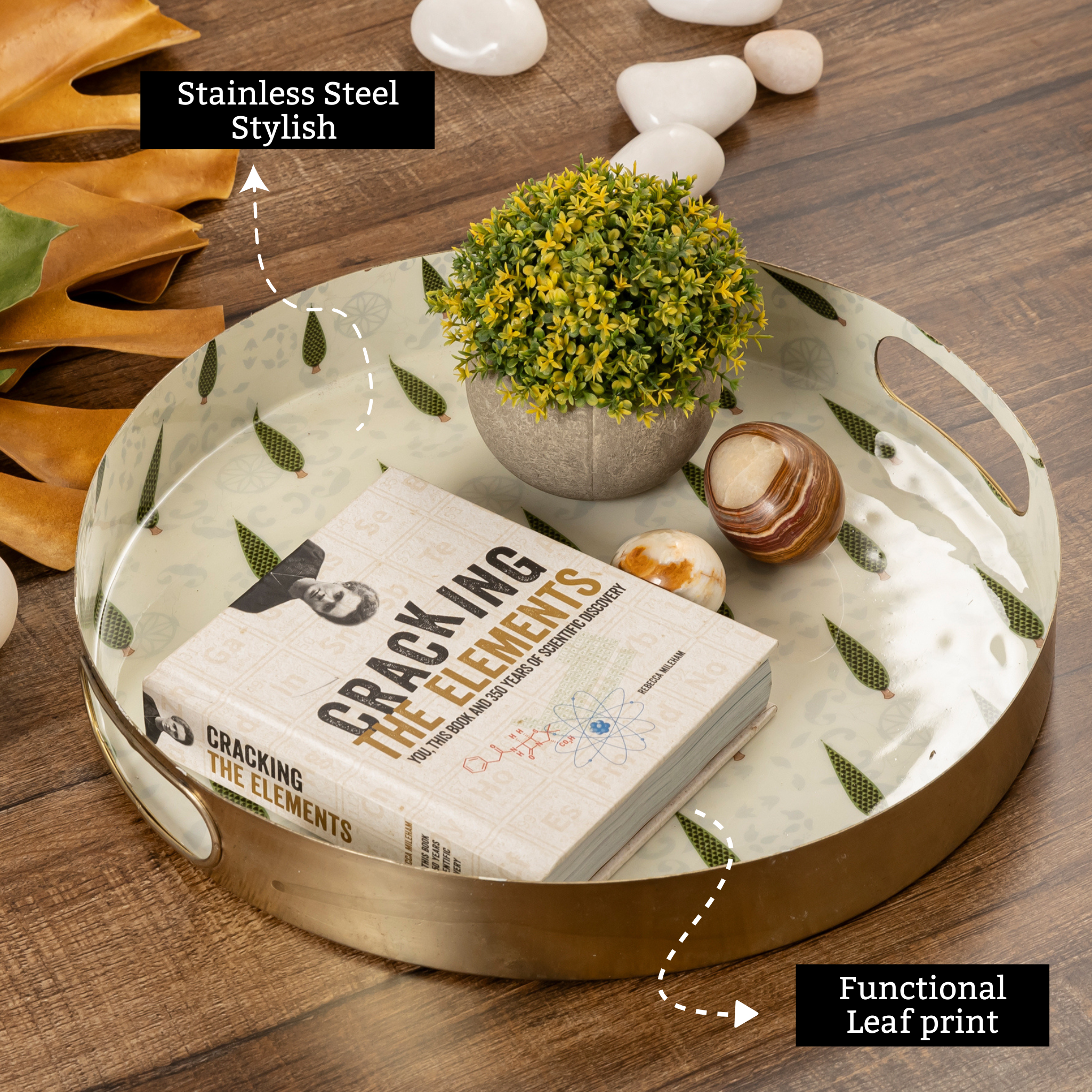 leaf print serving trays