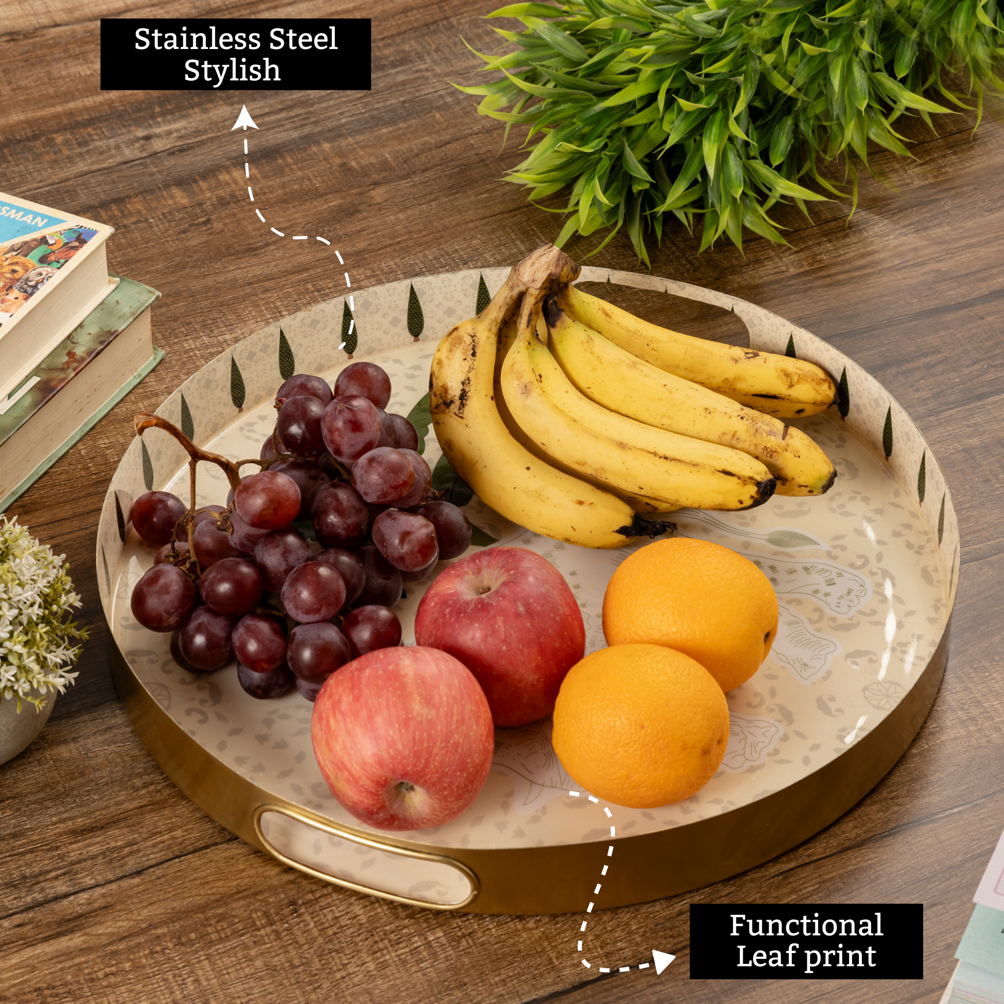 leaf print serving trays