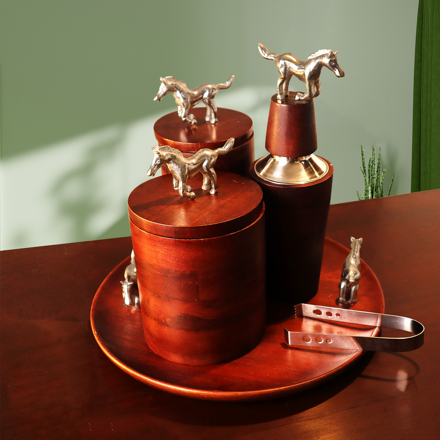 Brown Wood Solid Bar Set