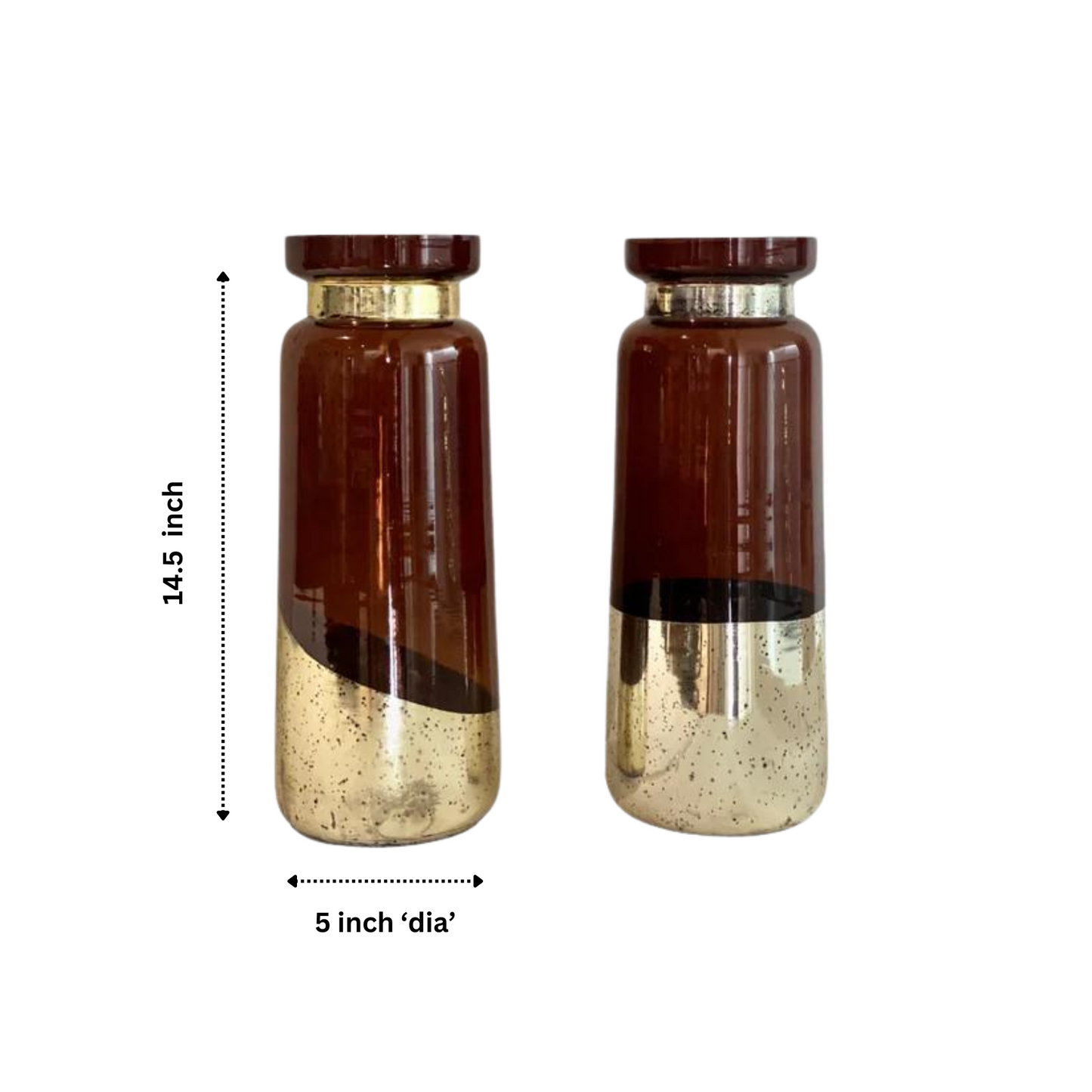 Brown & Gold Glass Vase (Set of 2)