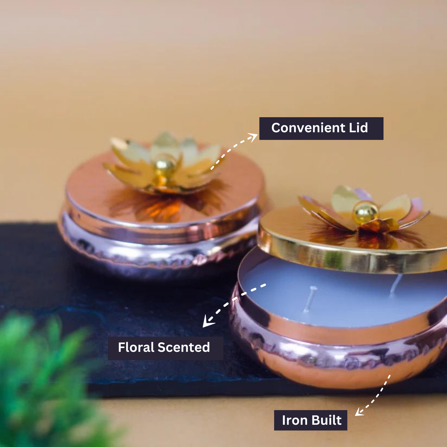 Rose Gold Floral Scented Candle