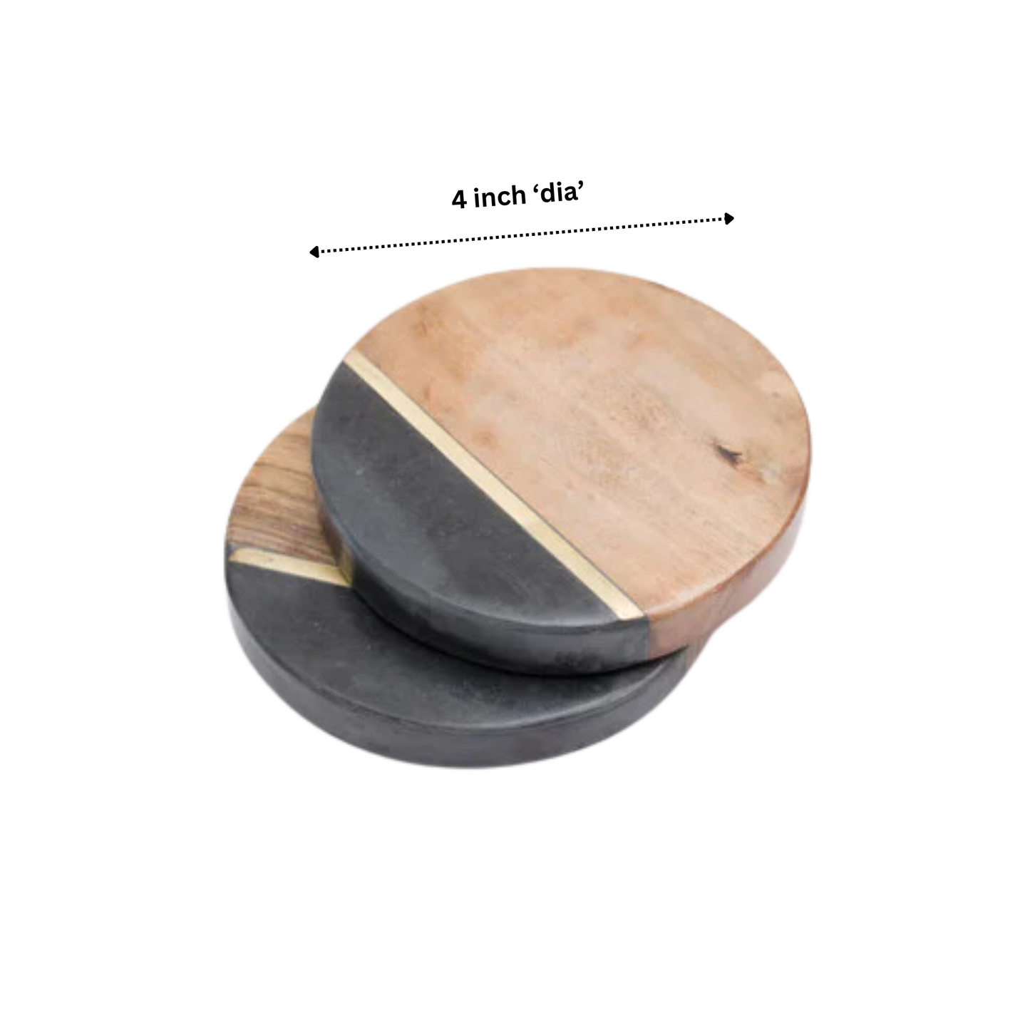 Brown Marble & Wood Coasters (Set of 4)