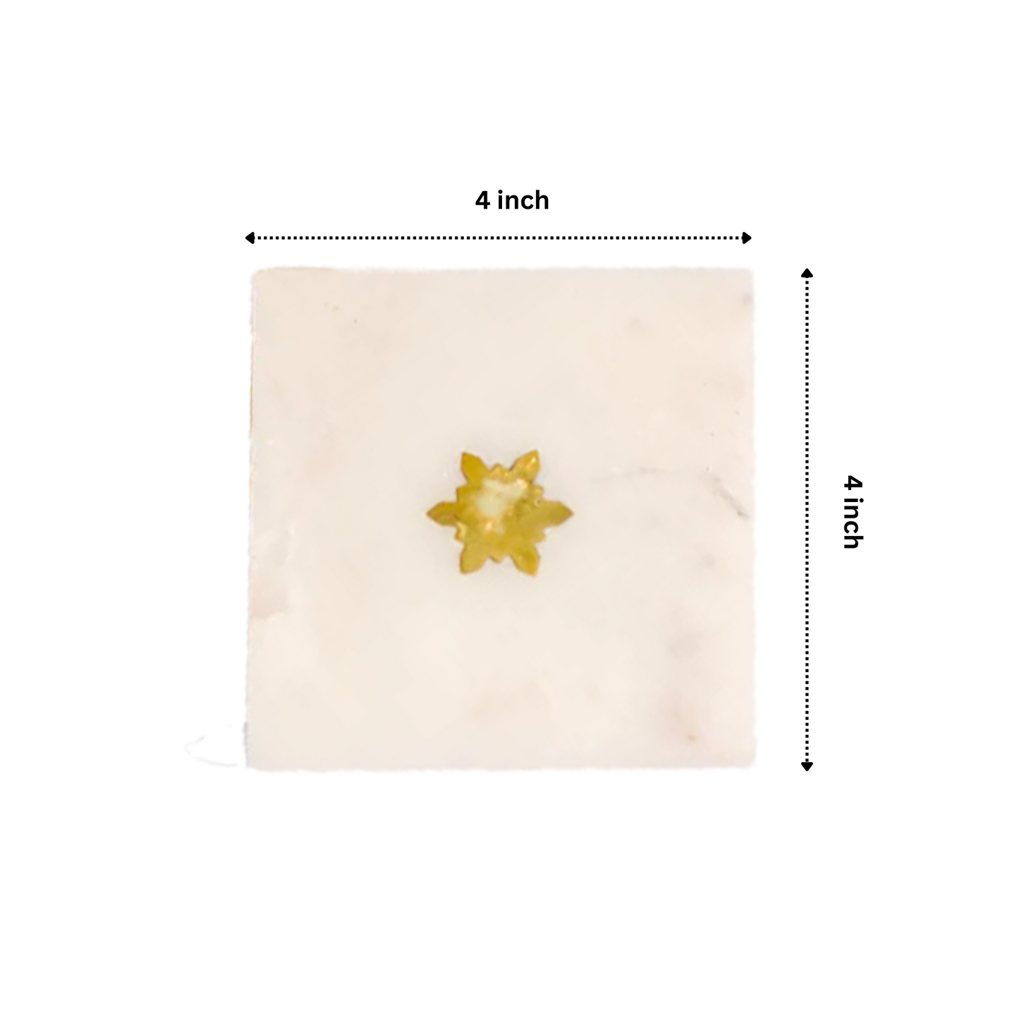 White & Gold Square Marble Coasters (Set of 4)