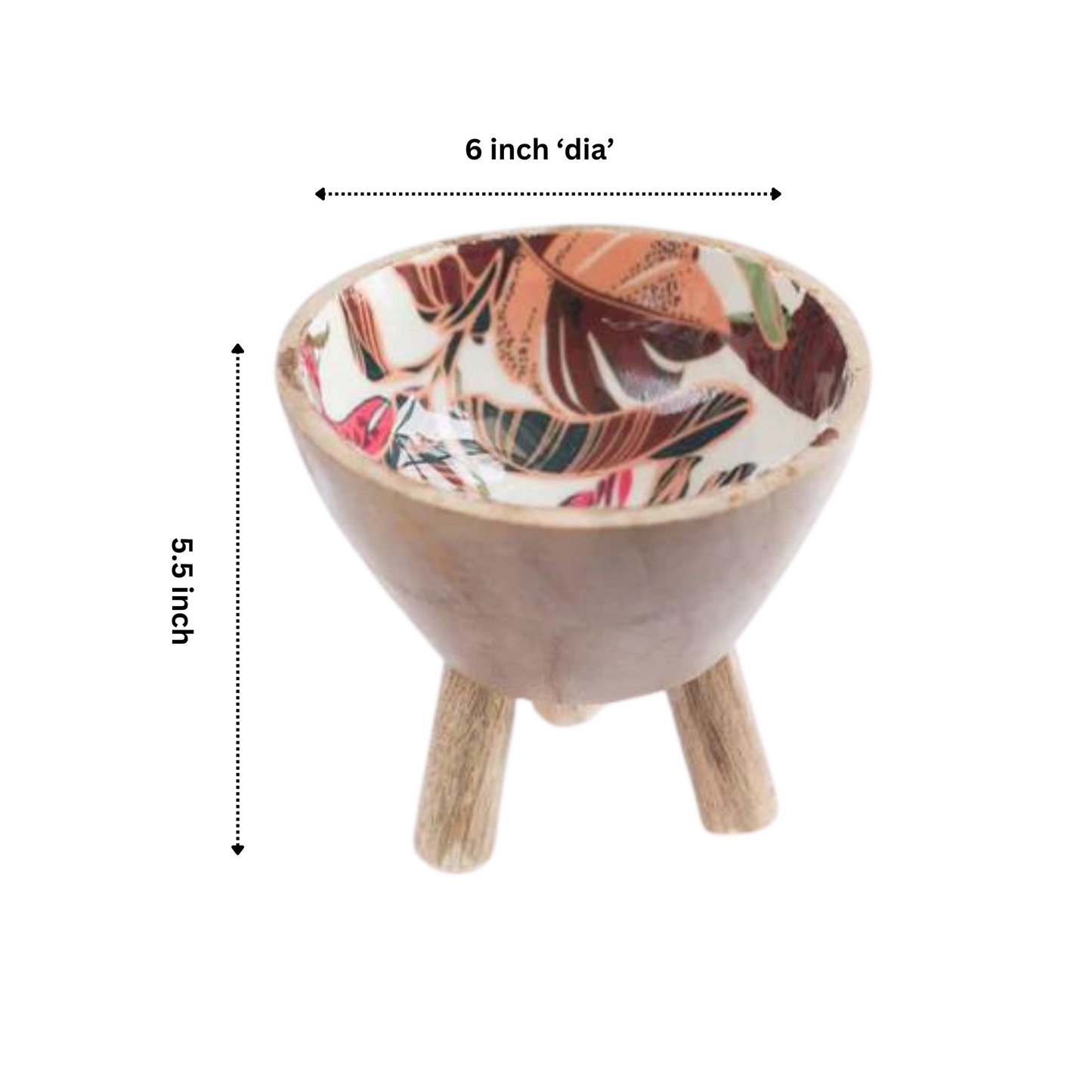 White Handcrafted Wooden Salad Bowl
