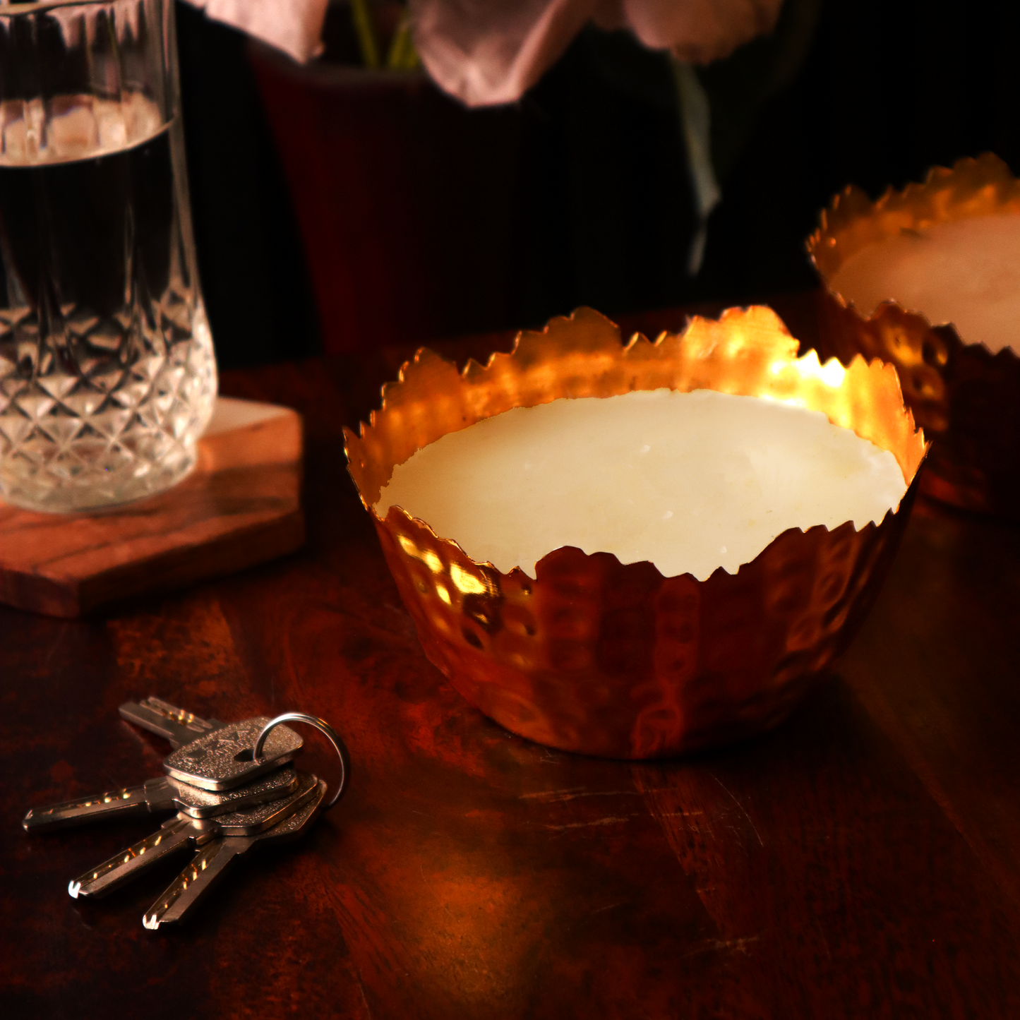 Gold Steel Textured Fragrance Candle - Single Pc