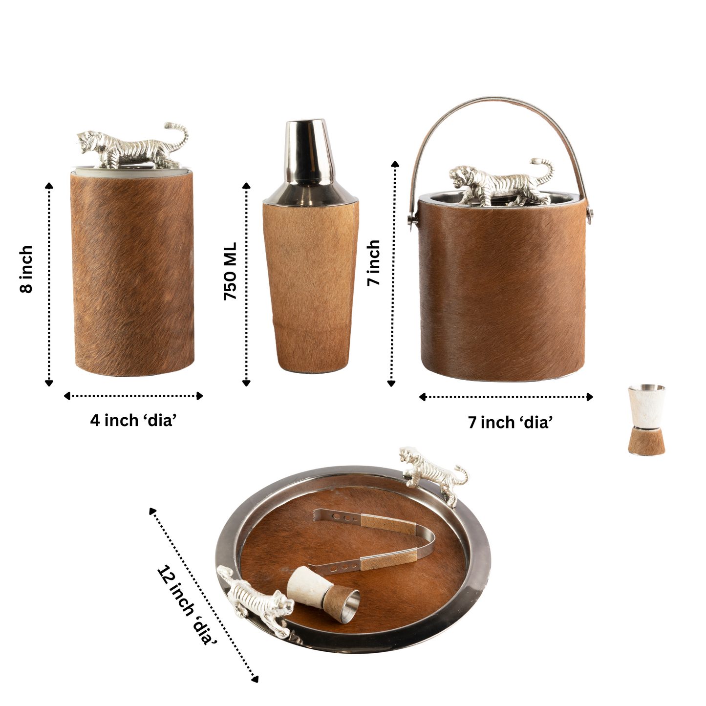 Brown Leather Solid Bar Set