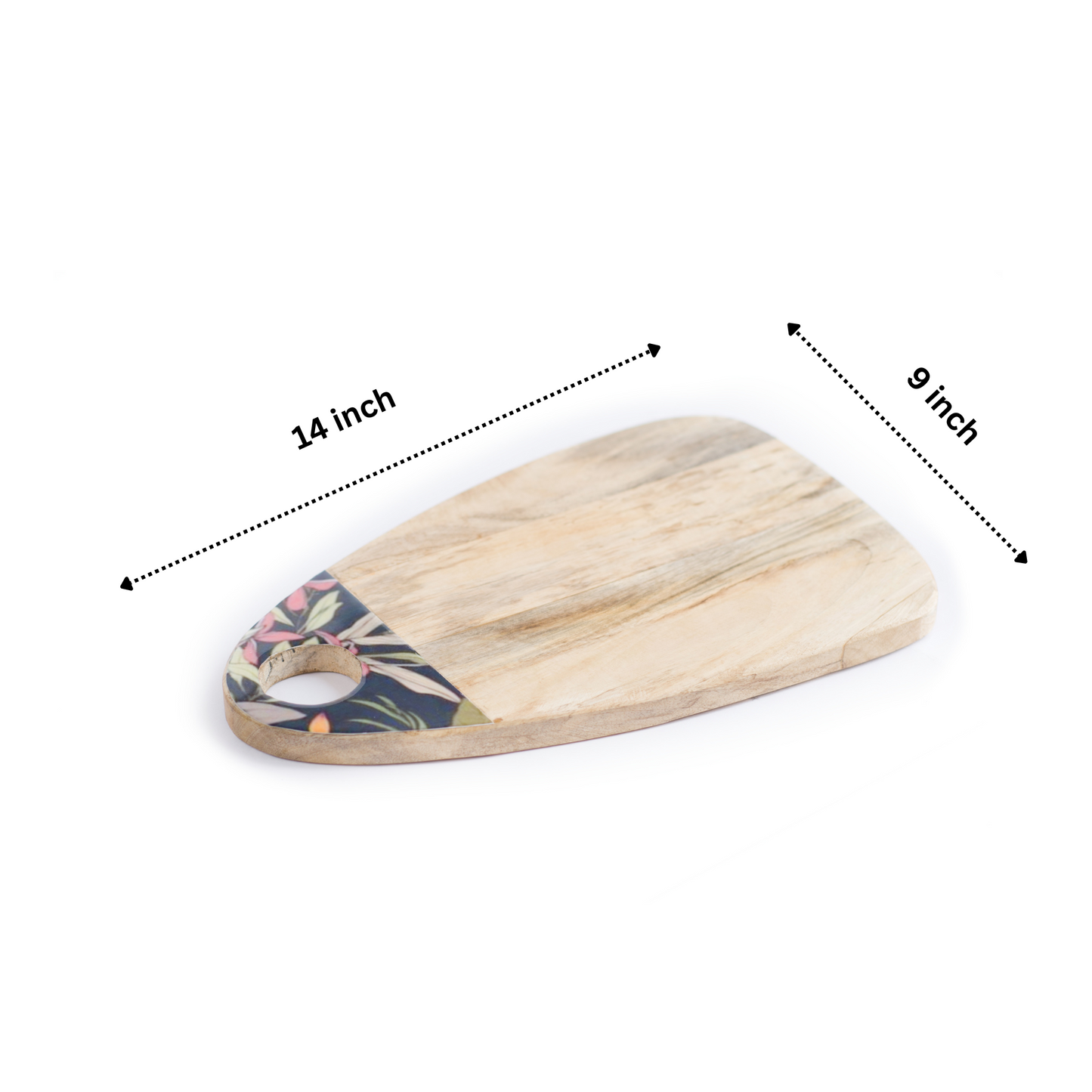 Brown Mango Wood Printed Floral Placement Chopping Board