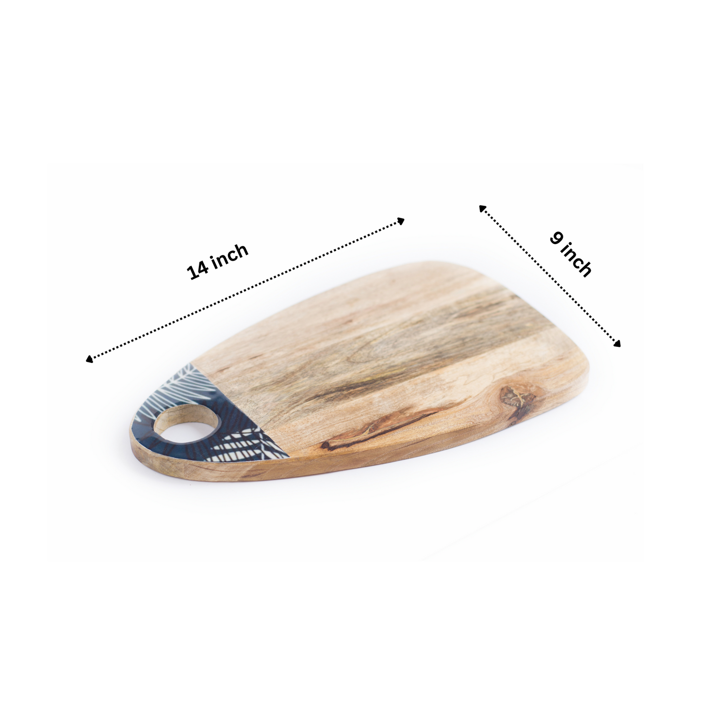 Brown Mango Wood Printed Leaf Placement Chopping Board