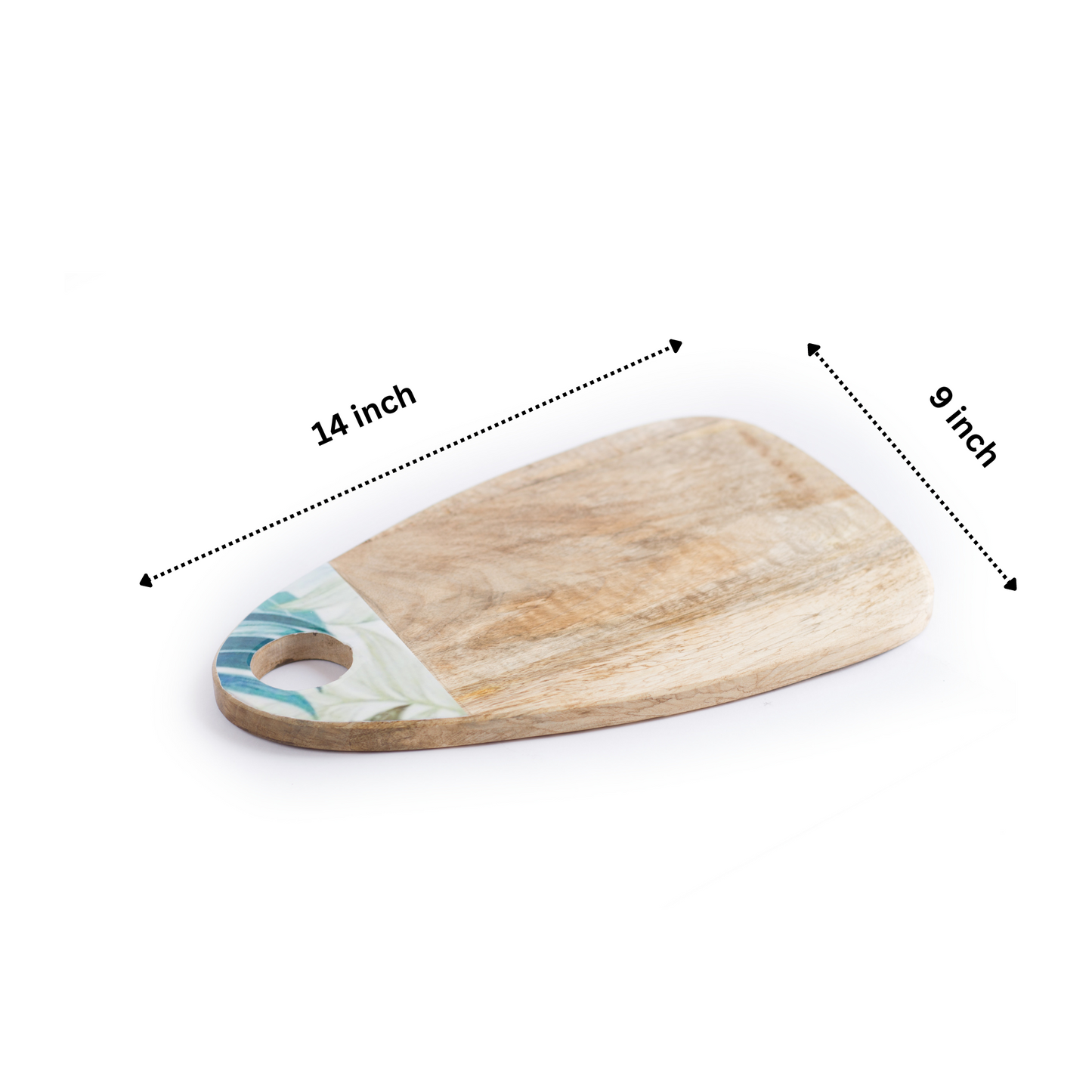 Brown Mango Wood Printed Leaf Chopping Board