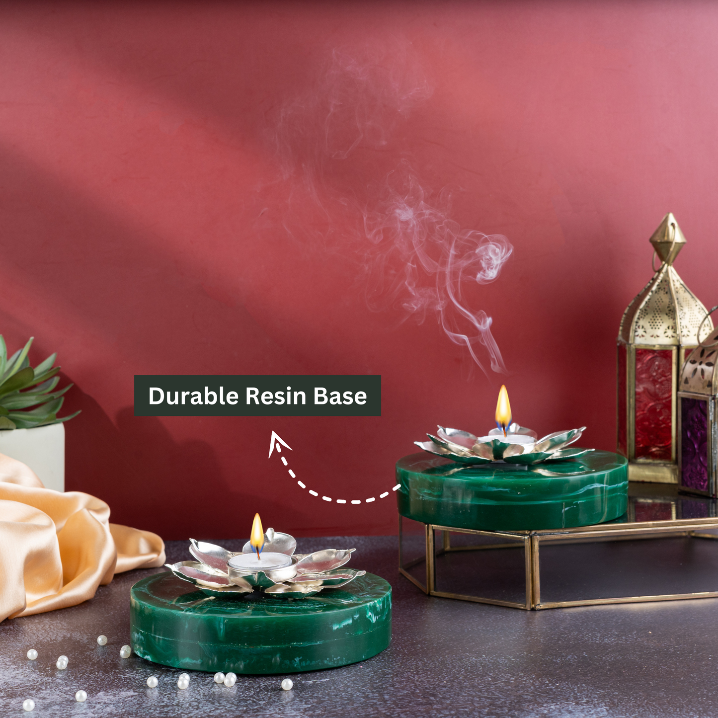 Green Resin Solid T-light Holder