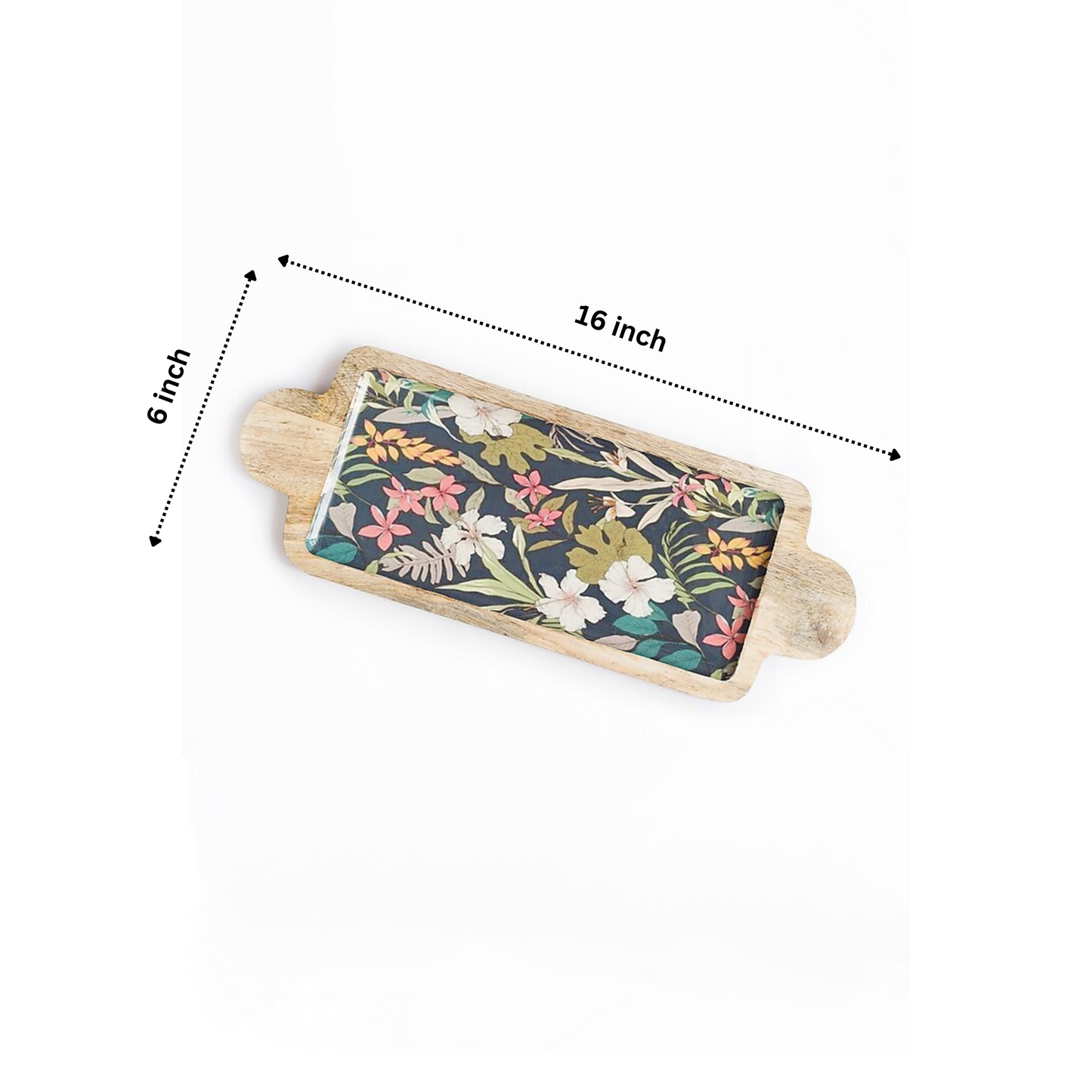Grey Mango Wood Printed Floral And Bird Chopping Board and Platter