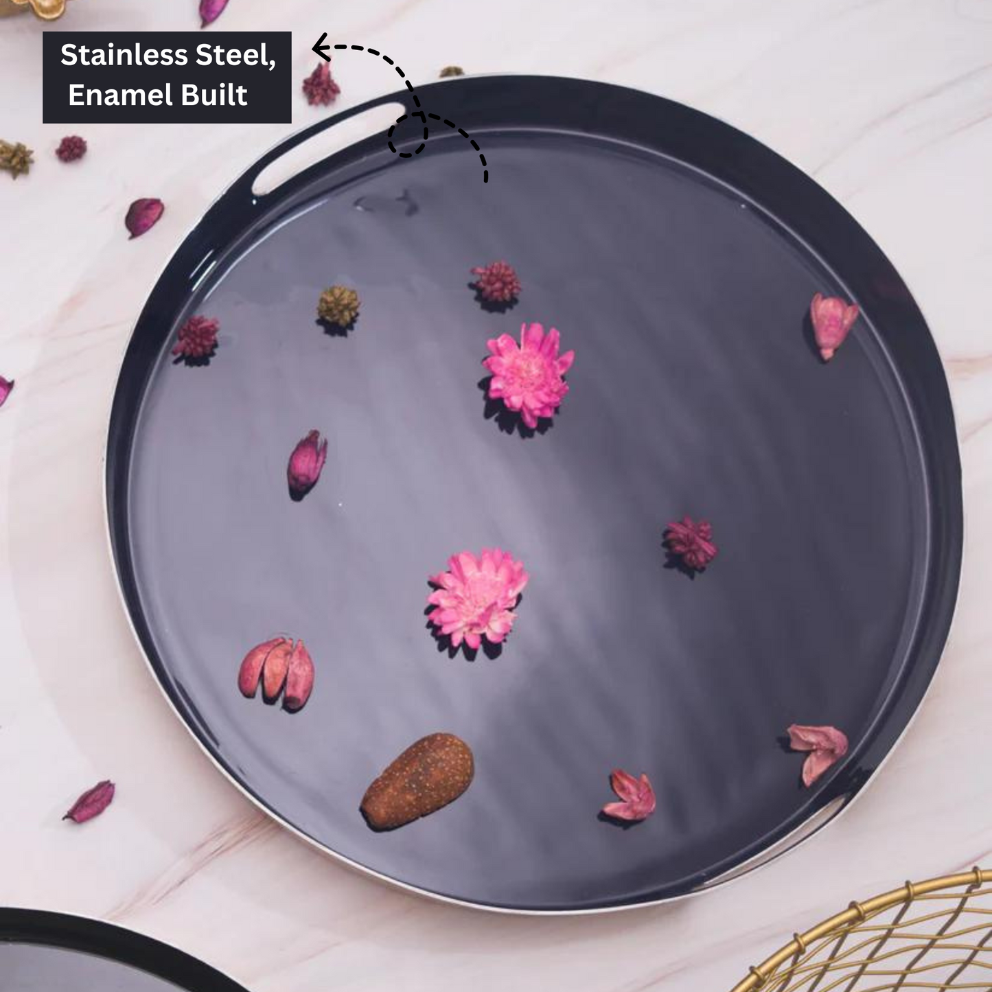 Navy Blue Stainless Steel Tray