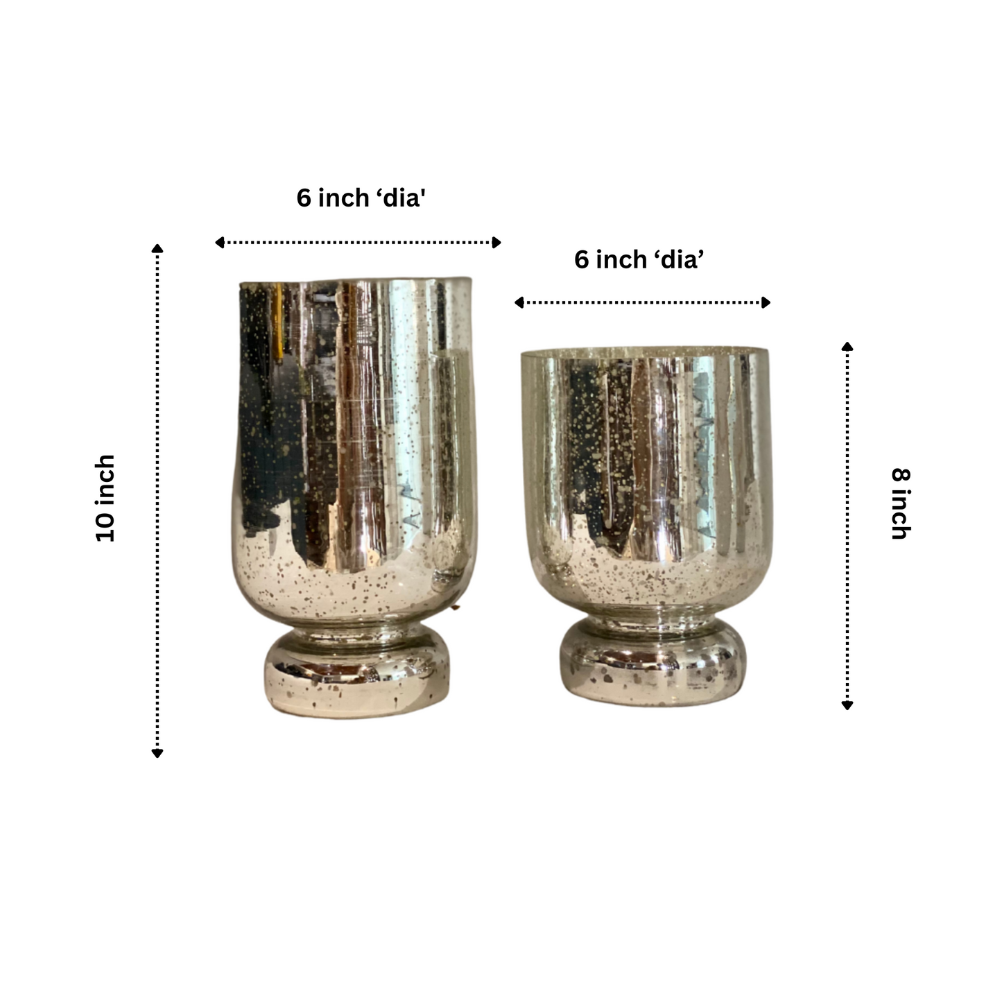 Silver Glass Vintage Antique Vase - Set Of 2