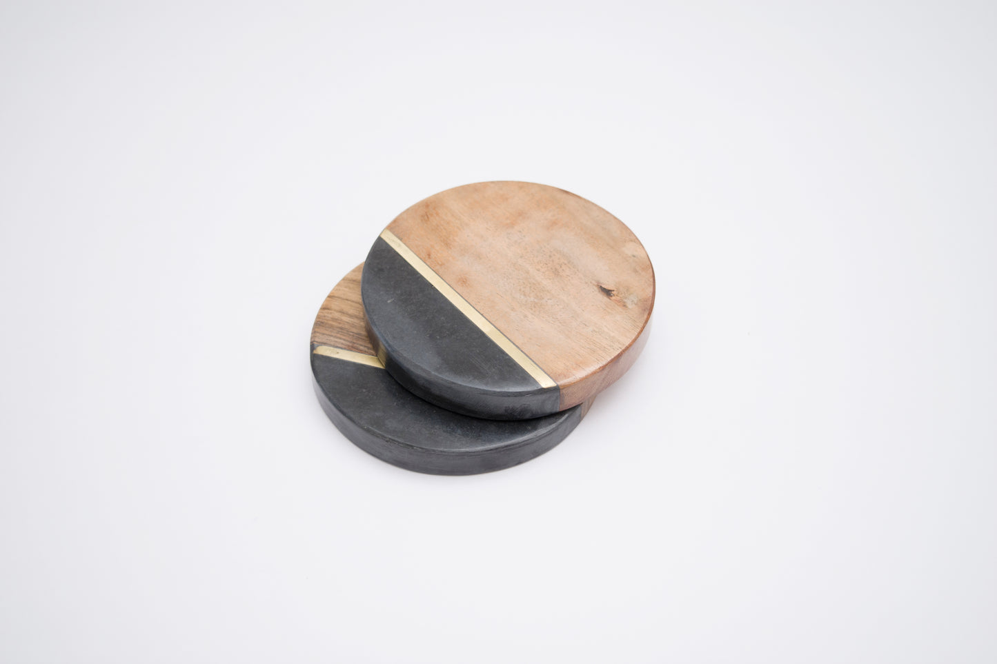 Brown Marble & Wood Coasters (Set of 4)