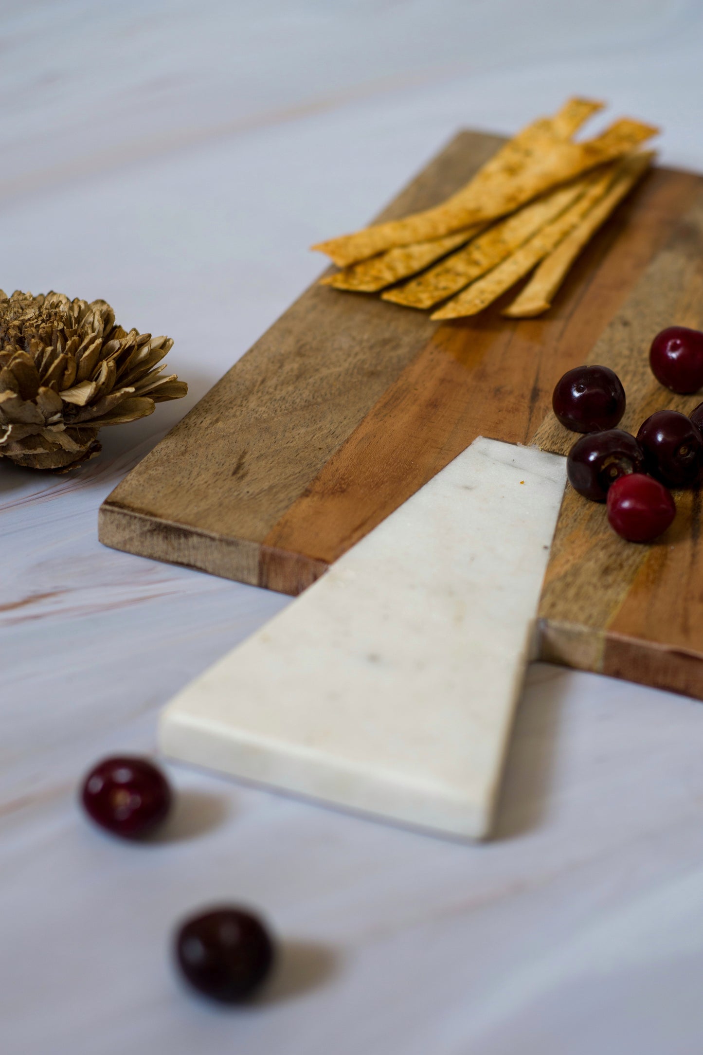 Brown Marble & Wood Cheese Platter