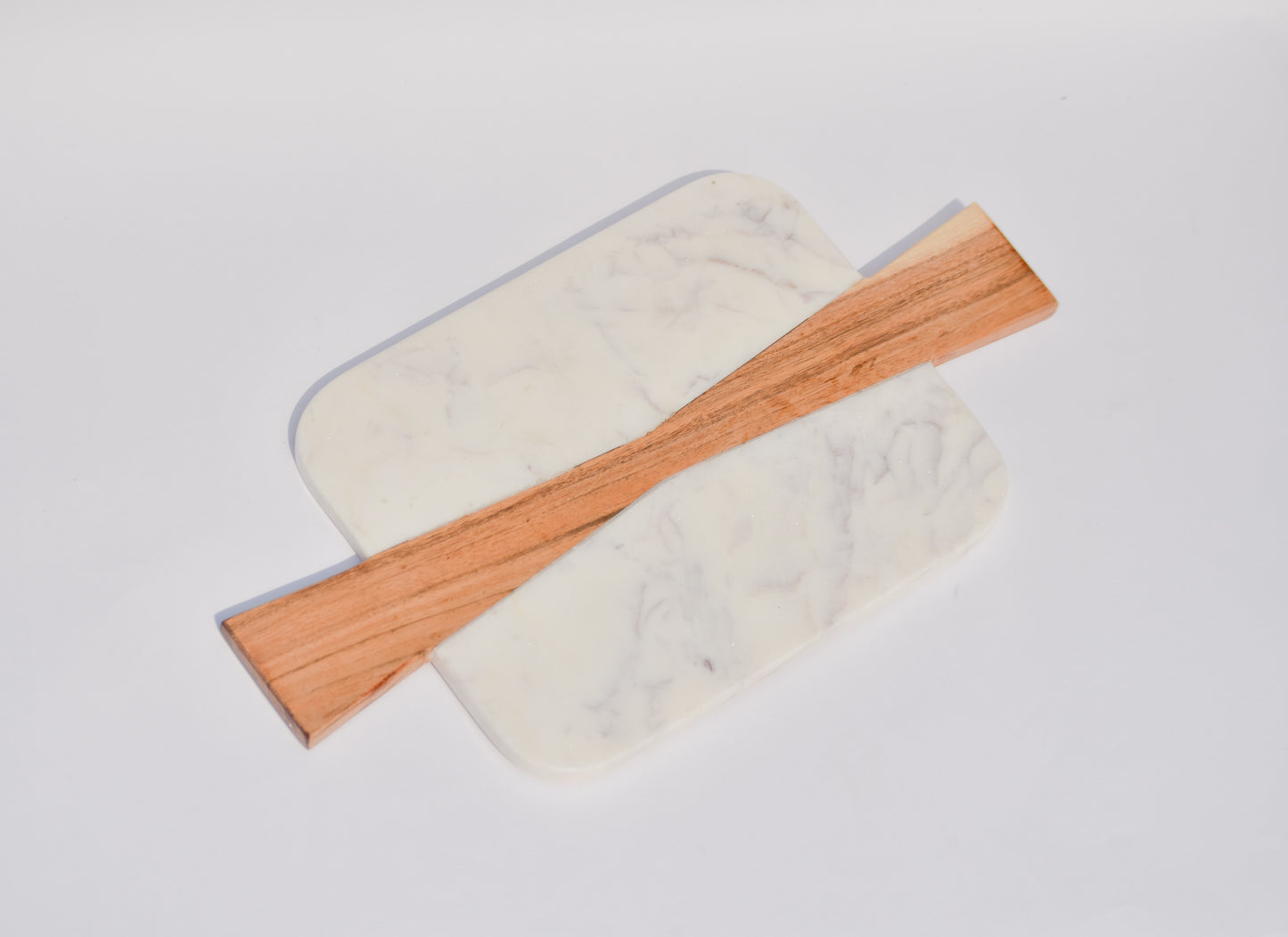 White Marble & Wood Platter
