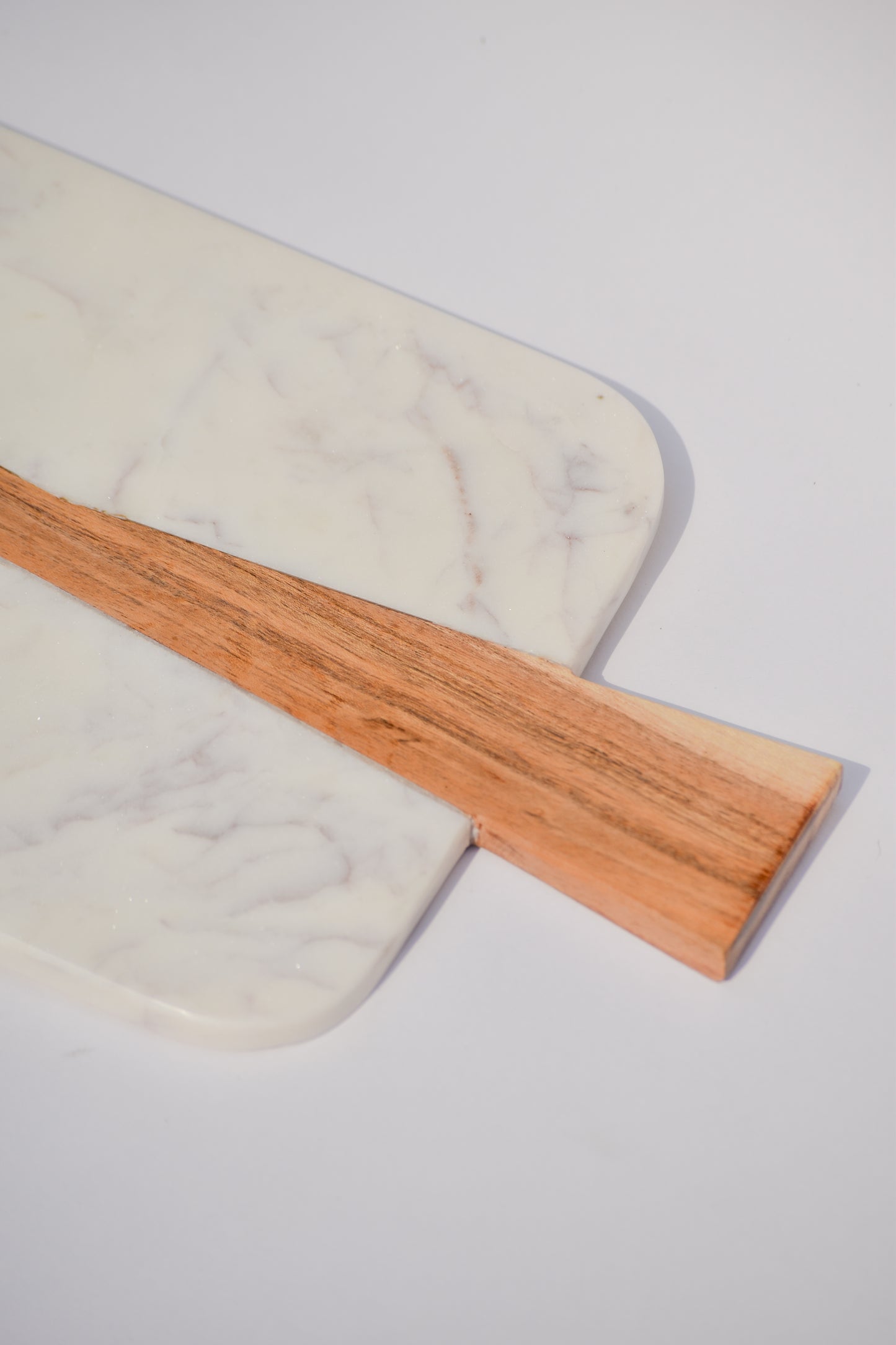 White Marble & Wood Platter