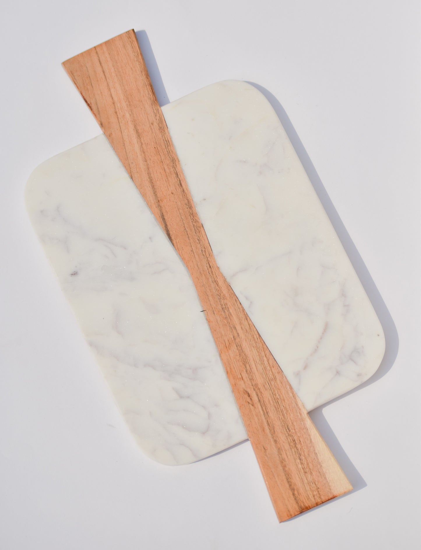 White Marble & Wood Platter