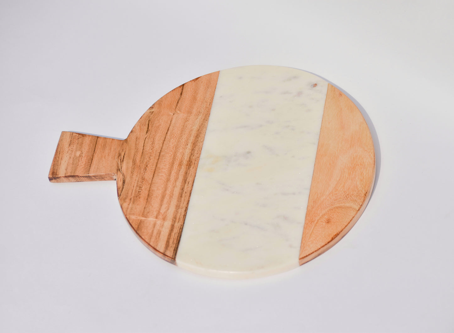 White Baswara Marble Colorblock Round Shaped Platter