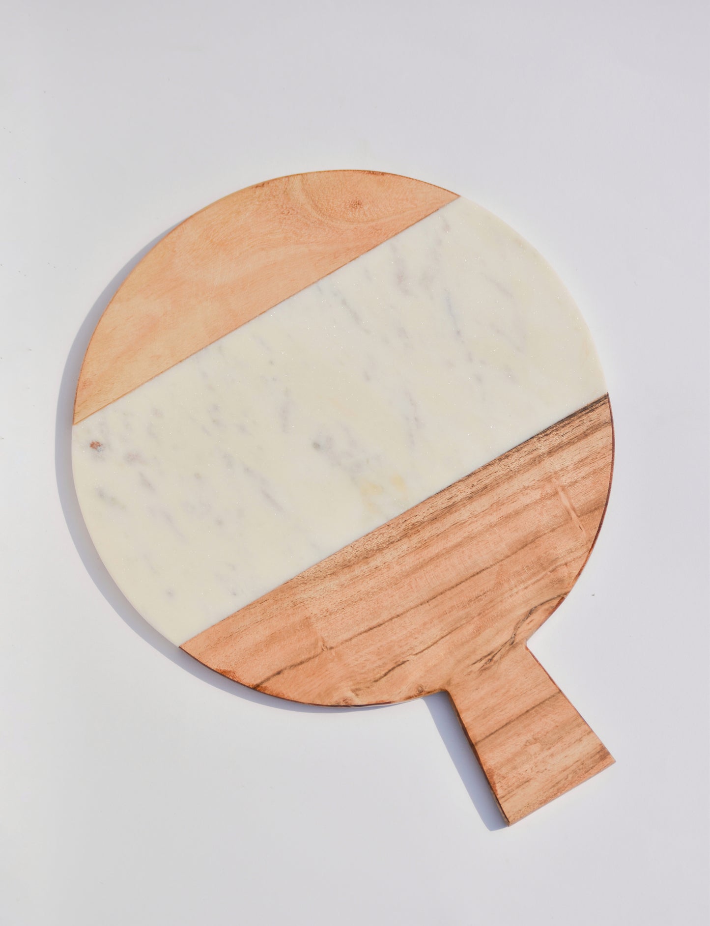 White Baswara Marble Colorblock Round Shaped Platter