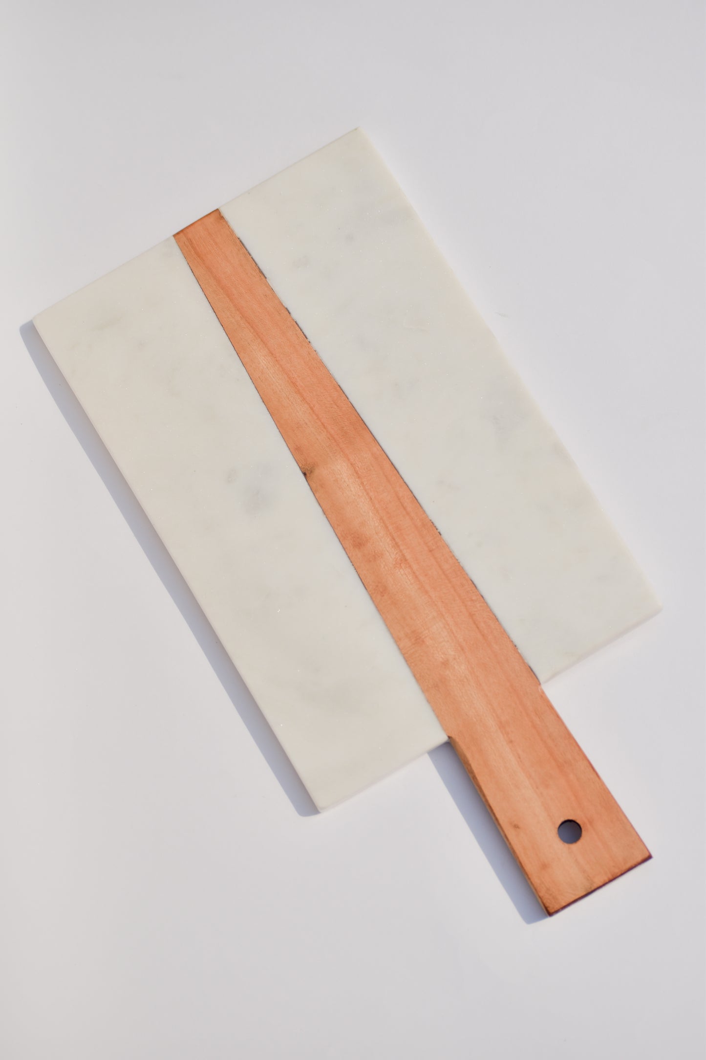 White Marble & Wood Rectangle Platter