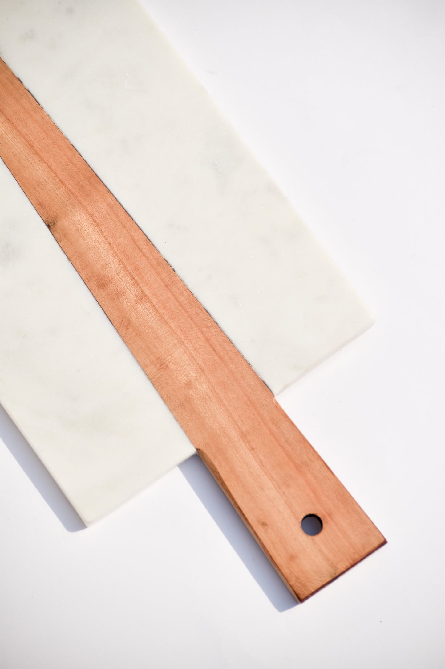 White Marble & Wood Rectangle Platter