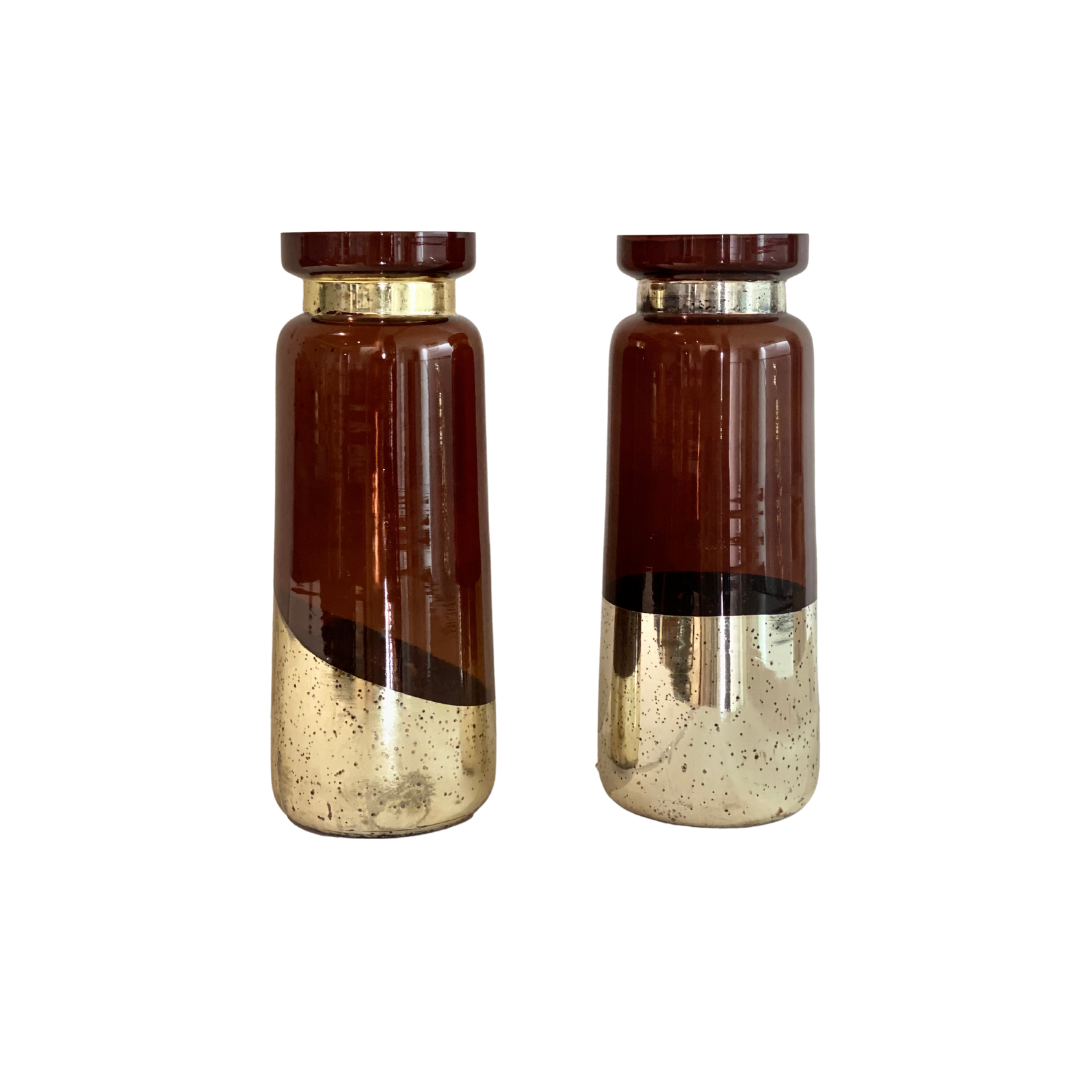 Brown & Gold Glass Vase (Set of 2)