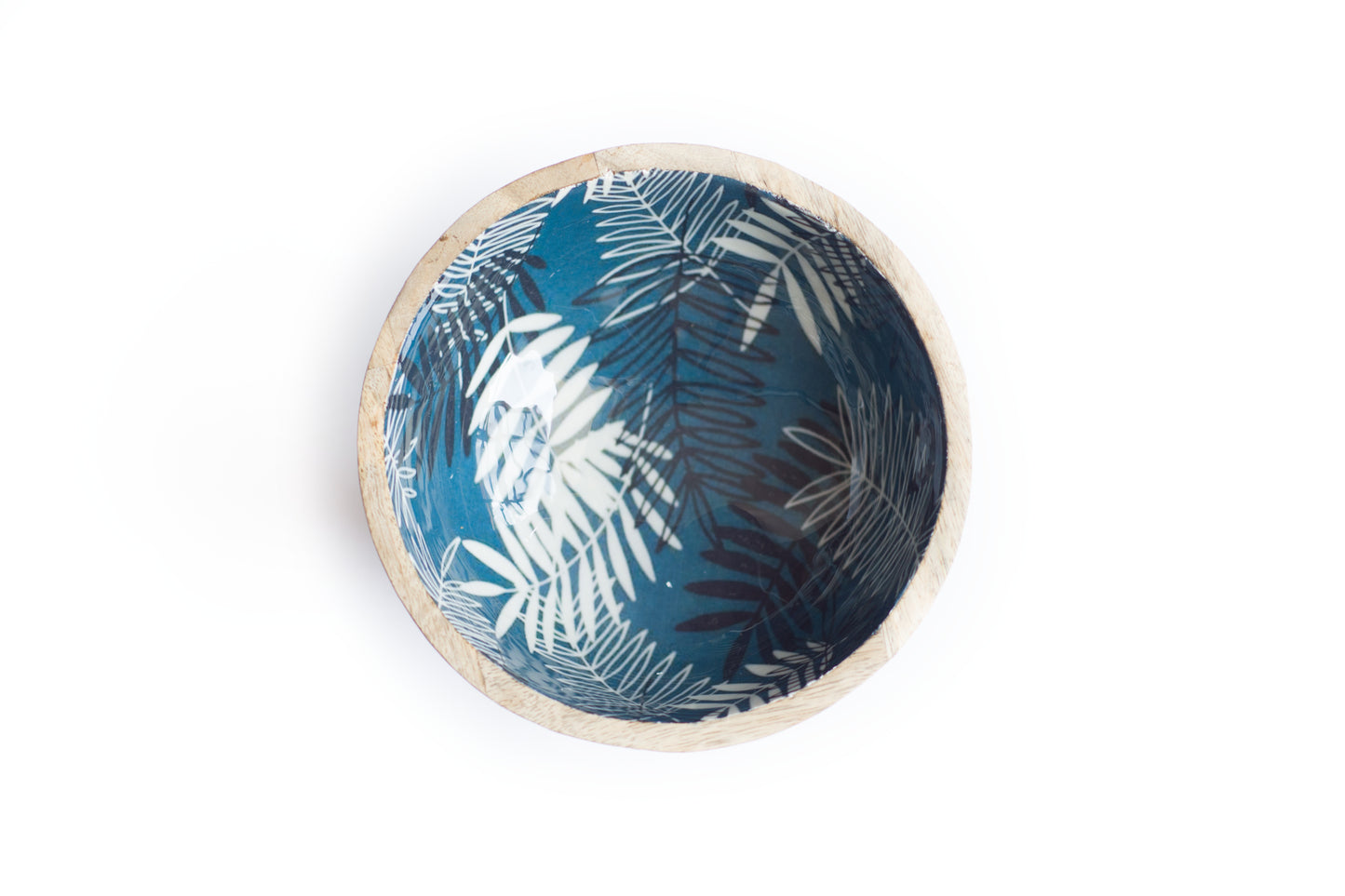 Navy Blue Handcrafted Wooden Salad Bowl