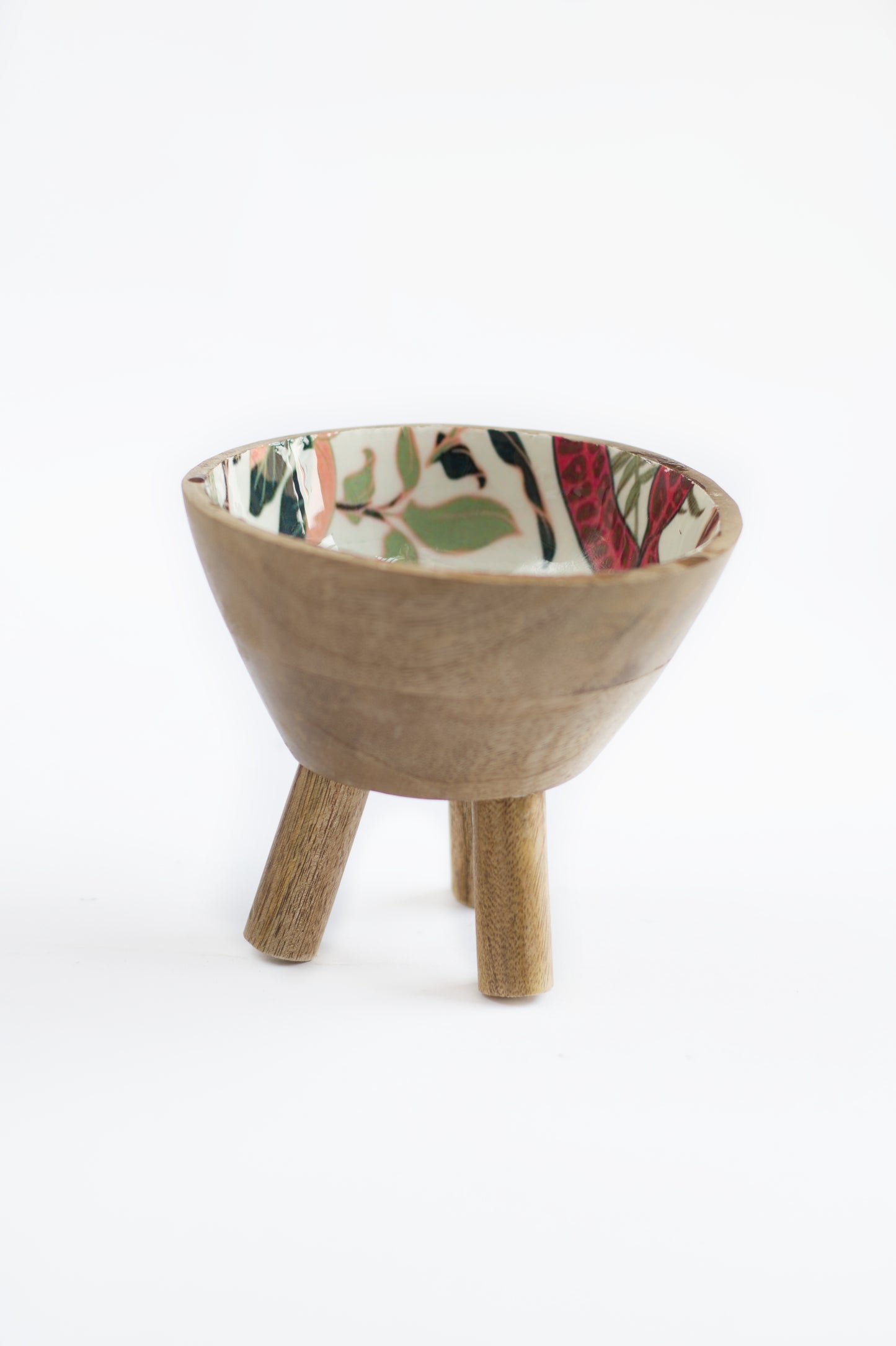 White Handcrafted Wooden Salad Bowl