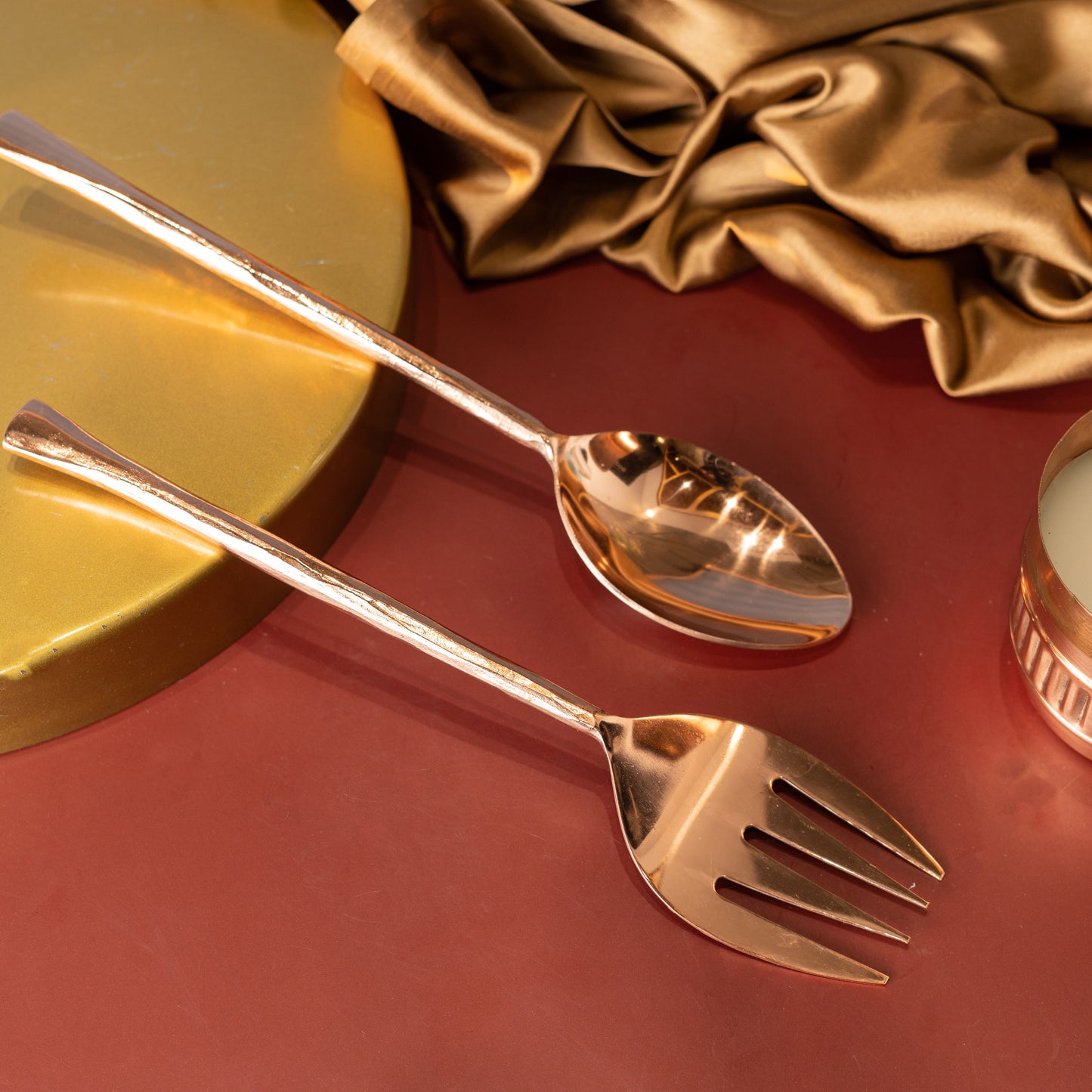 Brown Steel Solid Handcrafted Server Set