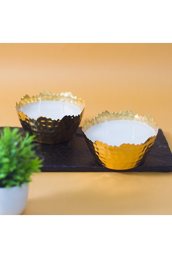 Gold Steel Textured Fragrance Candle - Single Pc