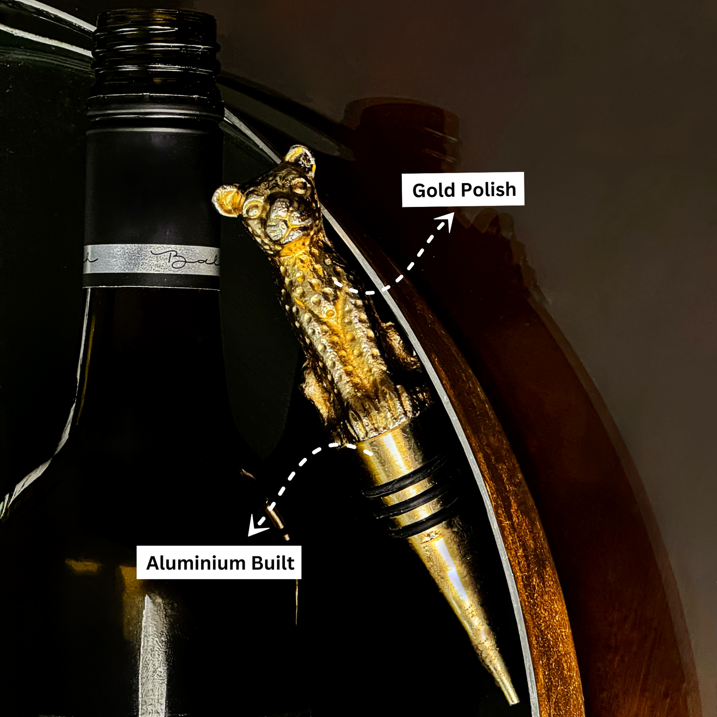 Gold Cheetah Handcrafted Wine Stopper