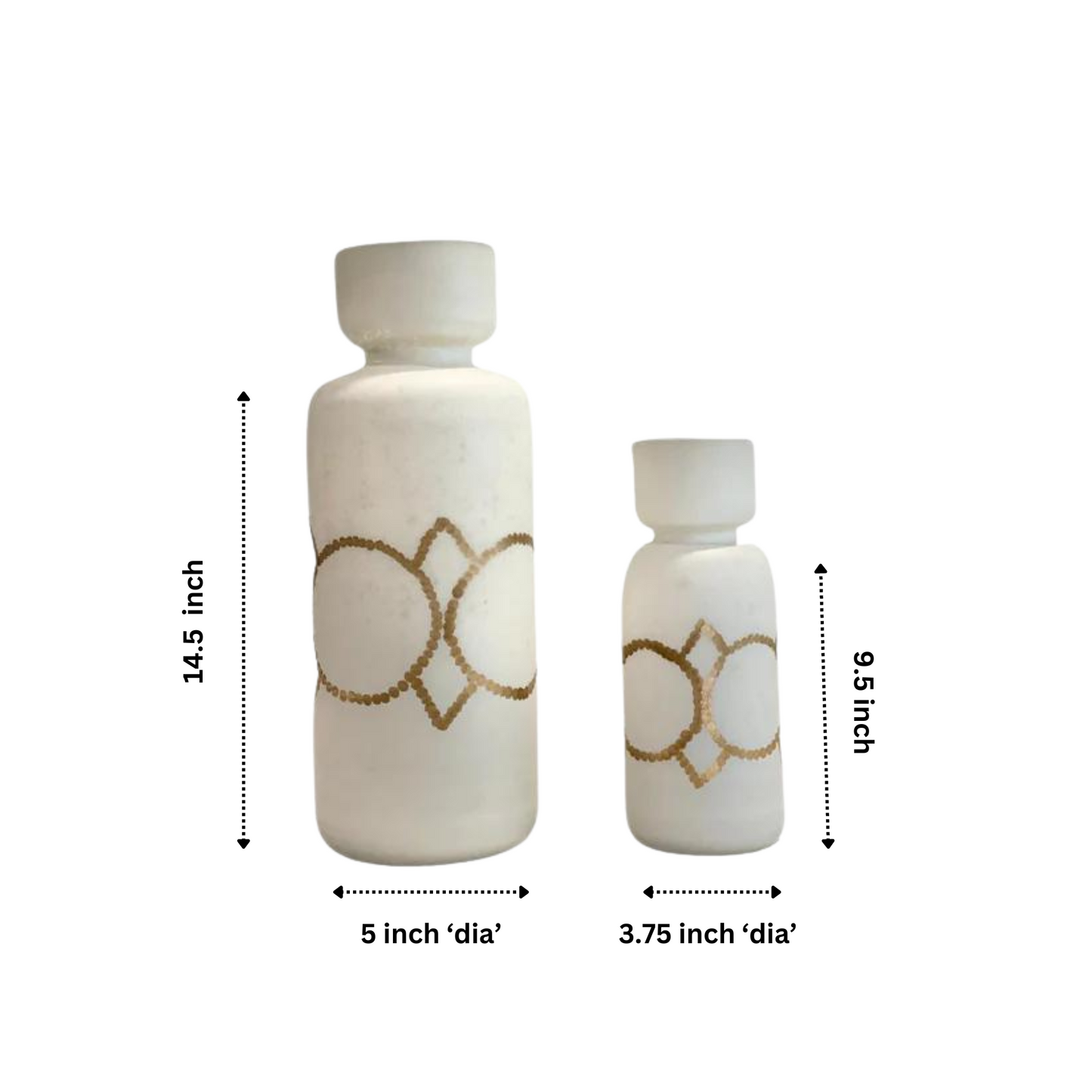 White & Gold Glass Vase (Set of 2)