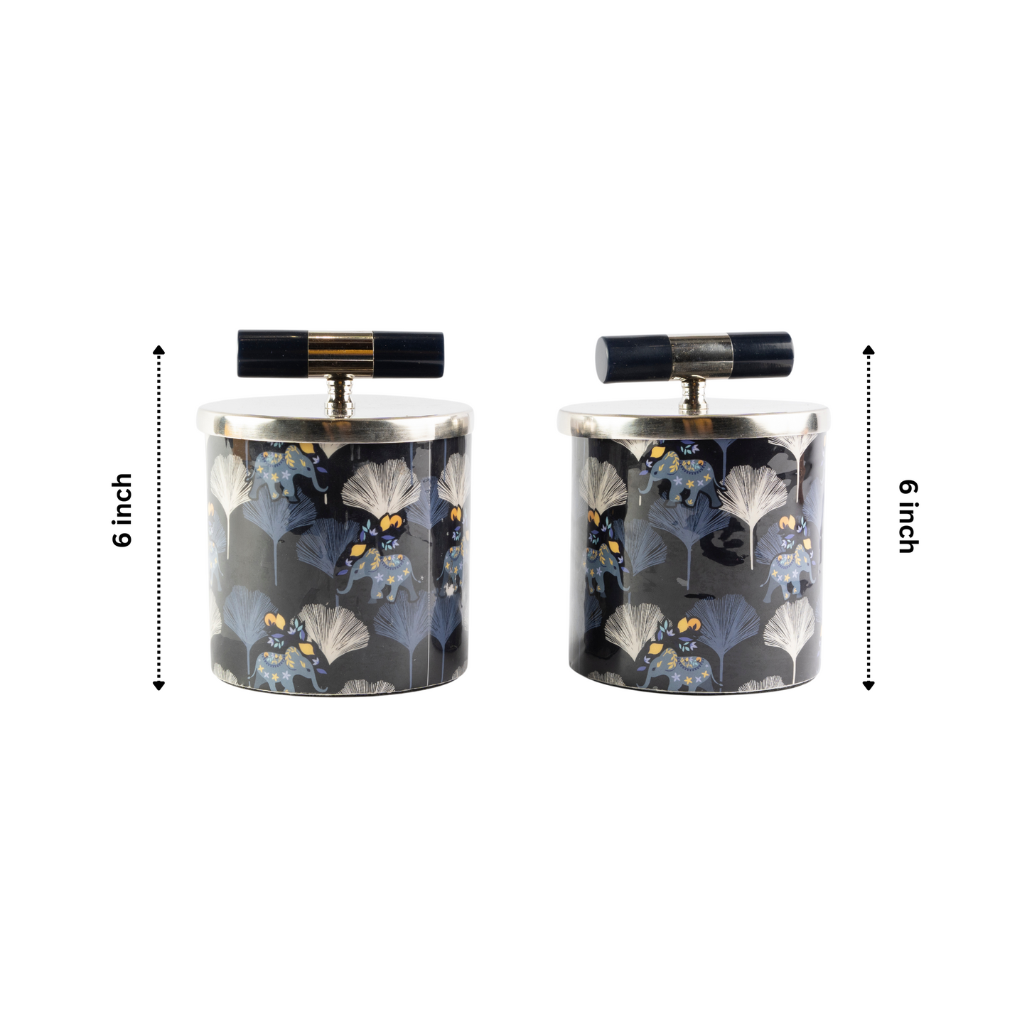 elephant flower Multi Color Steel Abstract Print Fragrance Candles - Set Of 2